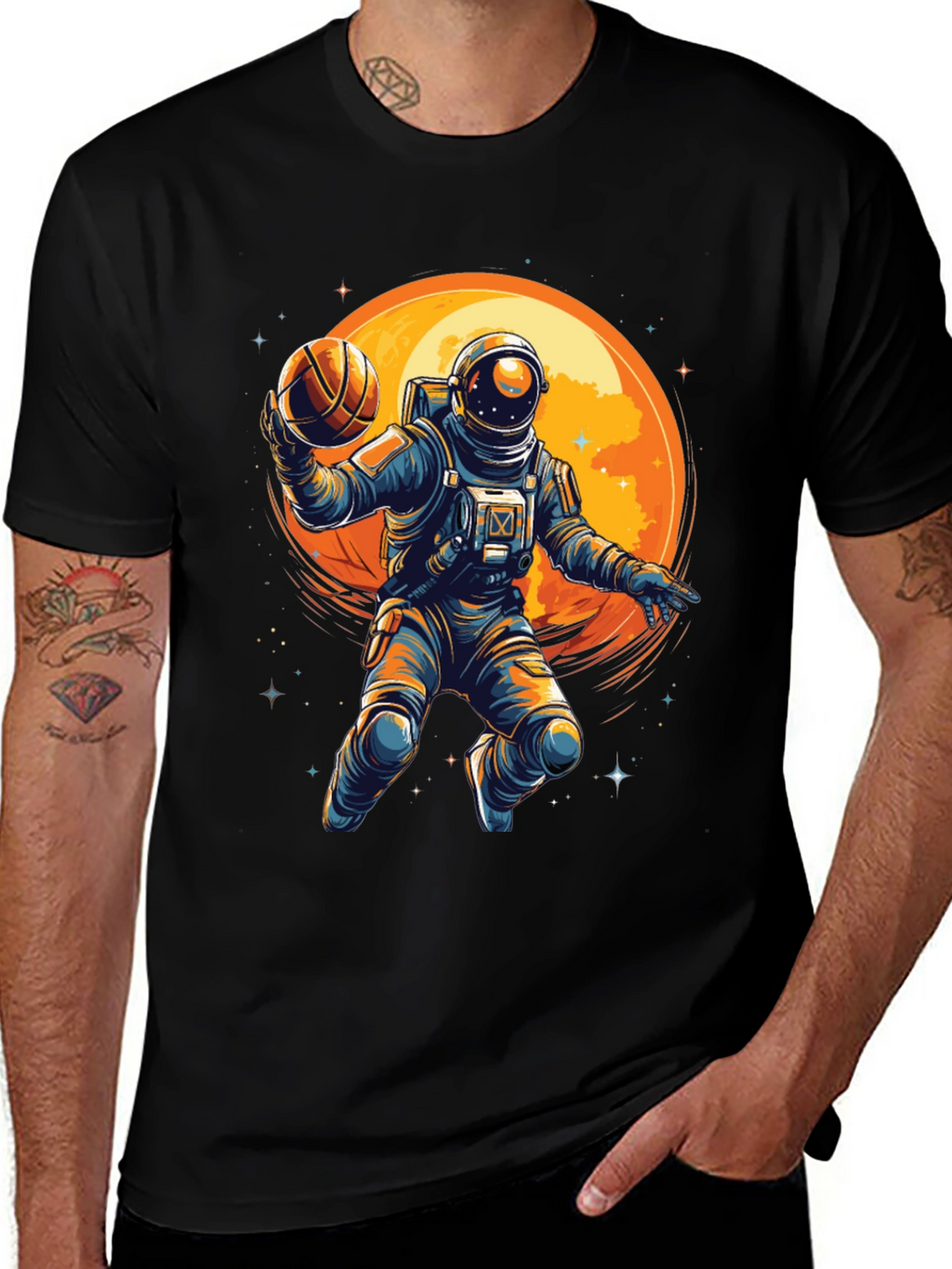 Astronaut Basketball Graphic T-Shirt
