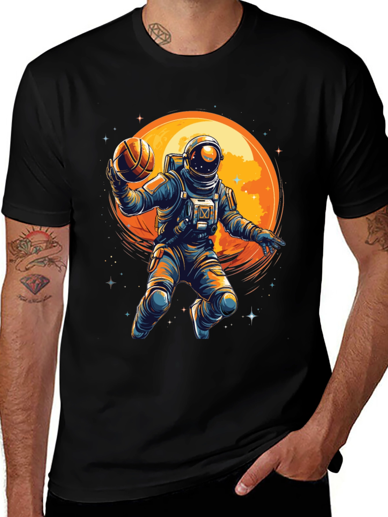 Astronaut Basketball Graphic T-Shirt