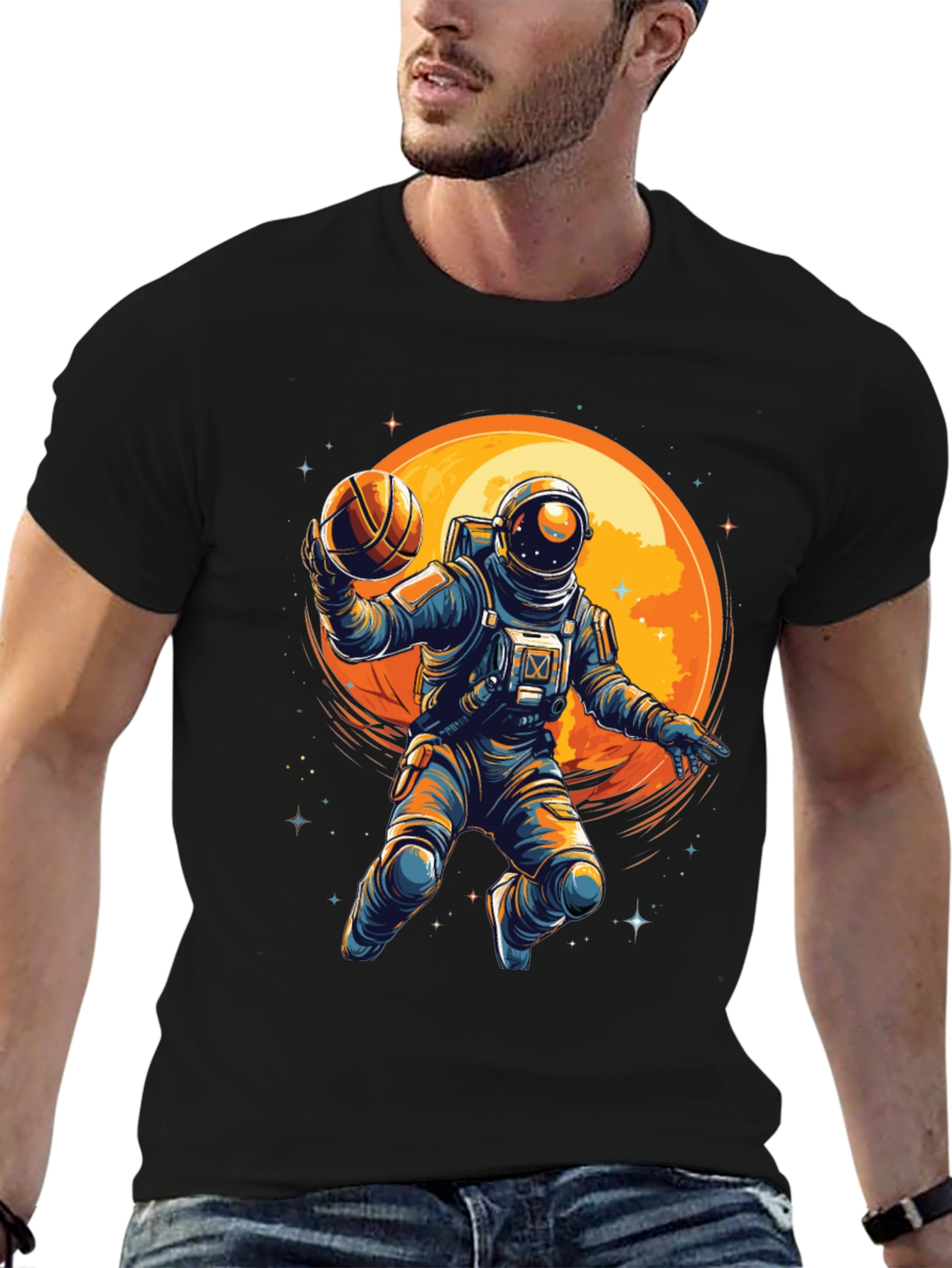 Astronaut Basketball Graphic T-Shirt