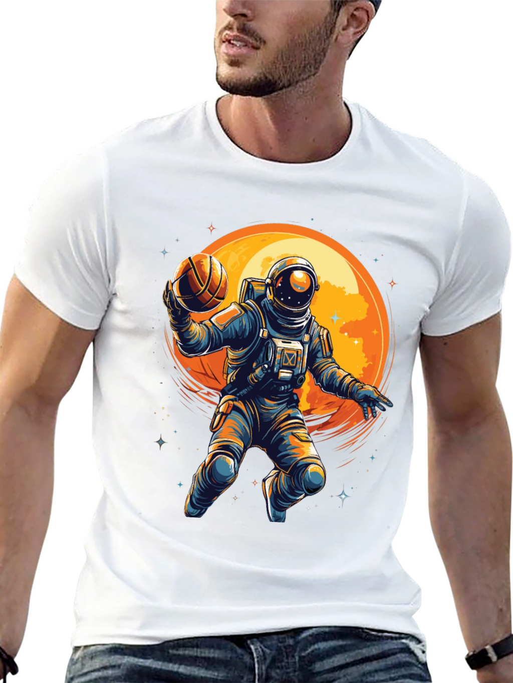 Astronaut Basketball Graphic T-Shirt