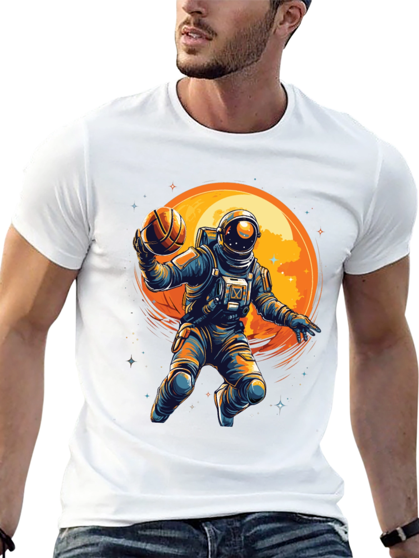 Astronaut Basketball Graphic T-Shirt