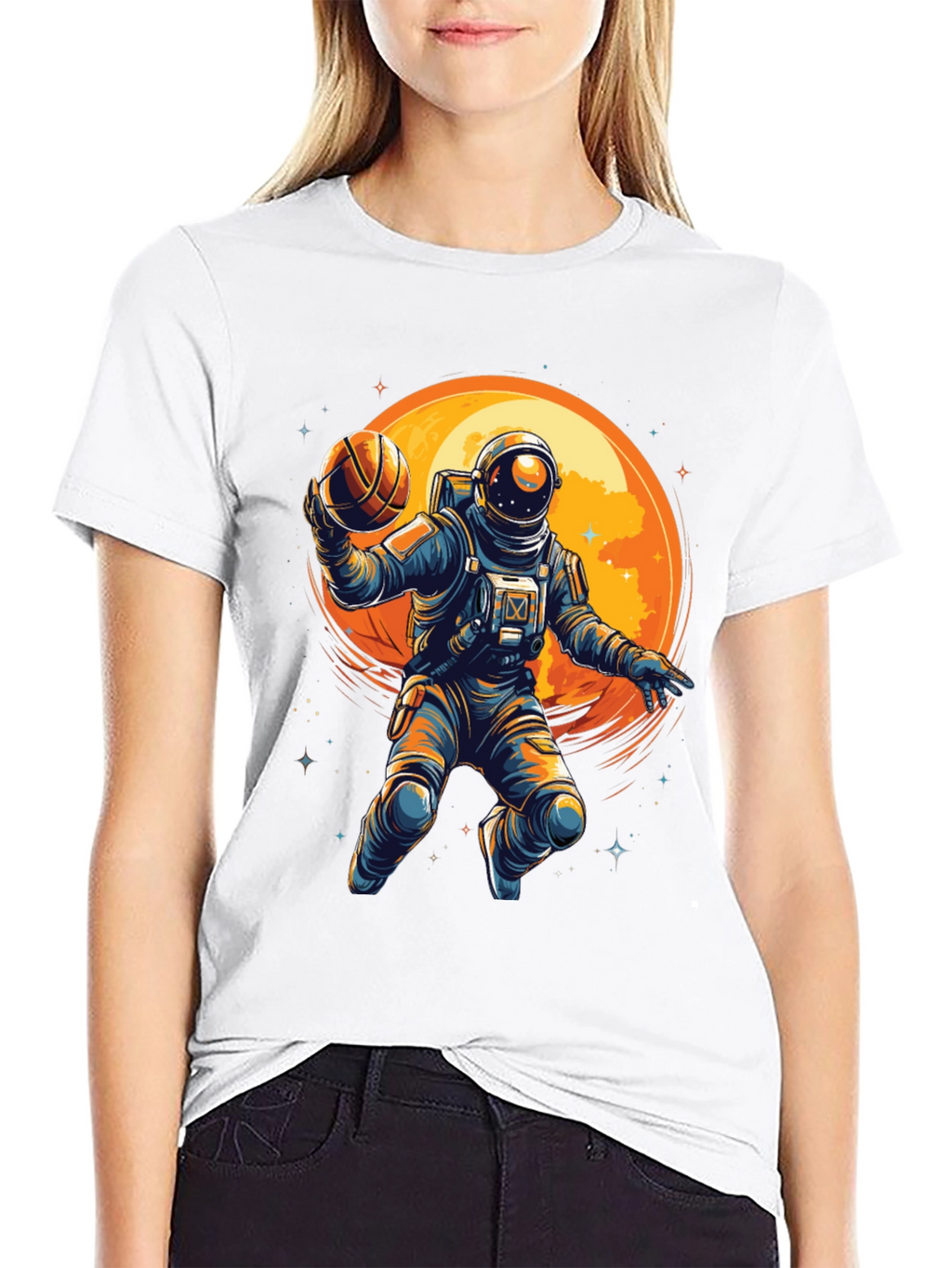 Astronaut Basketball Graphic T-Shirt