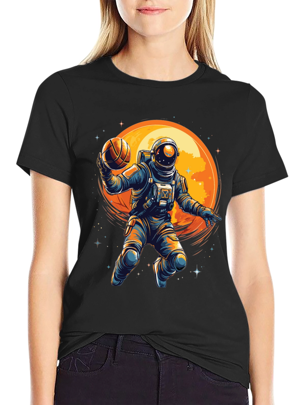 Astronaut Basketball Graphic T-Shirt