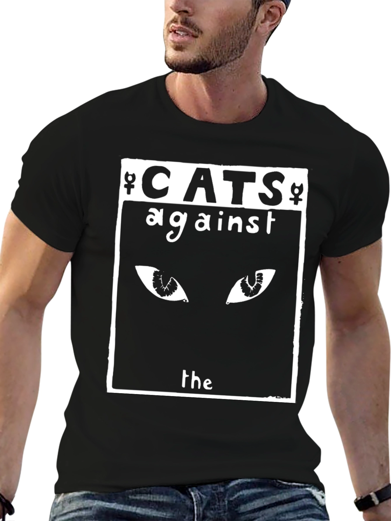 Cats Against the World Black Graphic T-Shirt