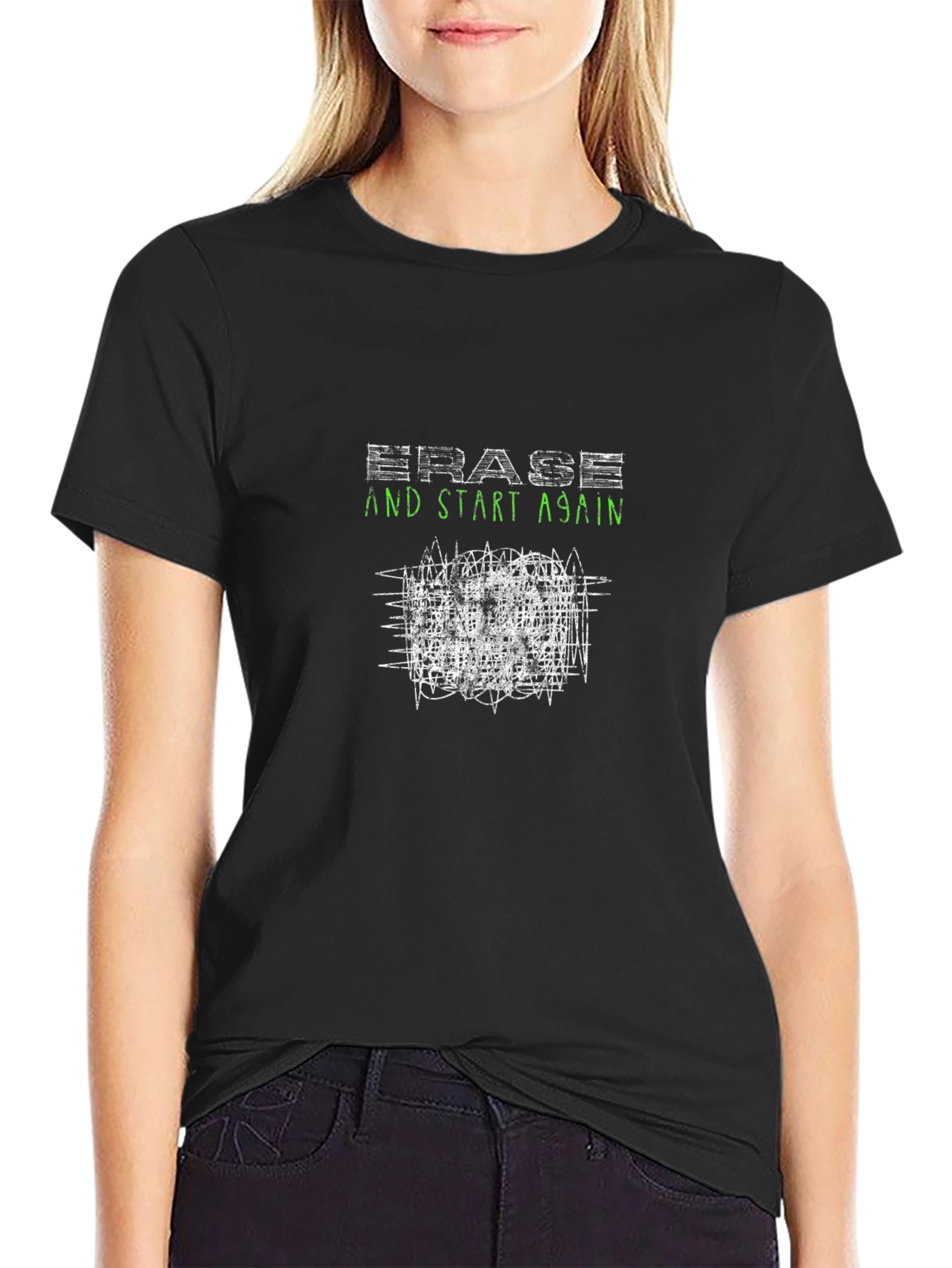 Erase & Start Again Graphic Tee - Black