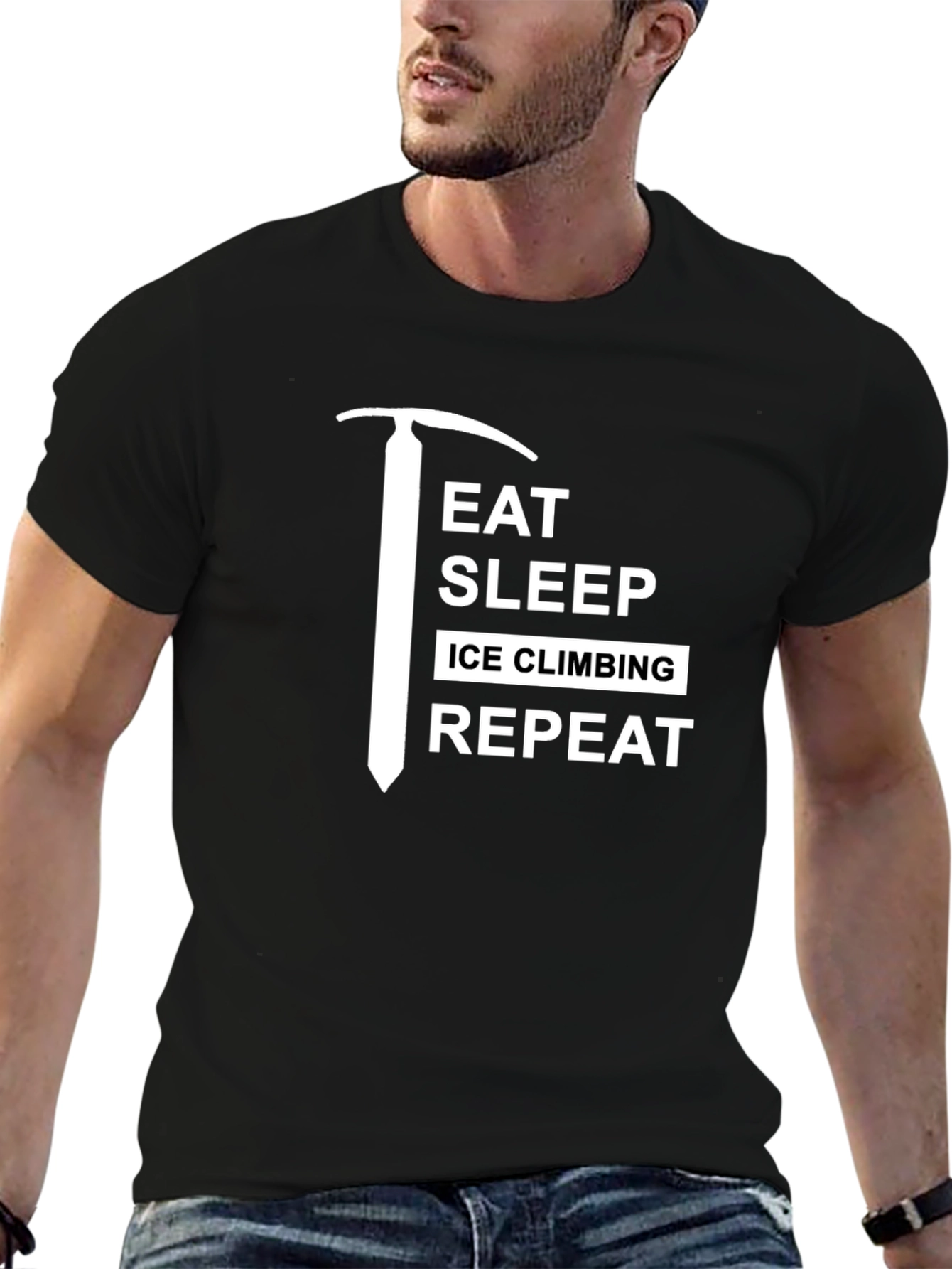 Eat Sleep Ice Climbing Repeat Black T-Shirt