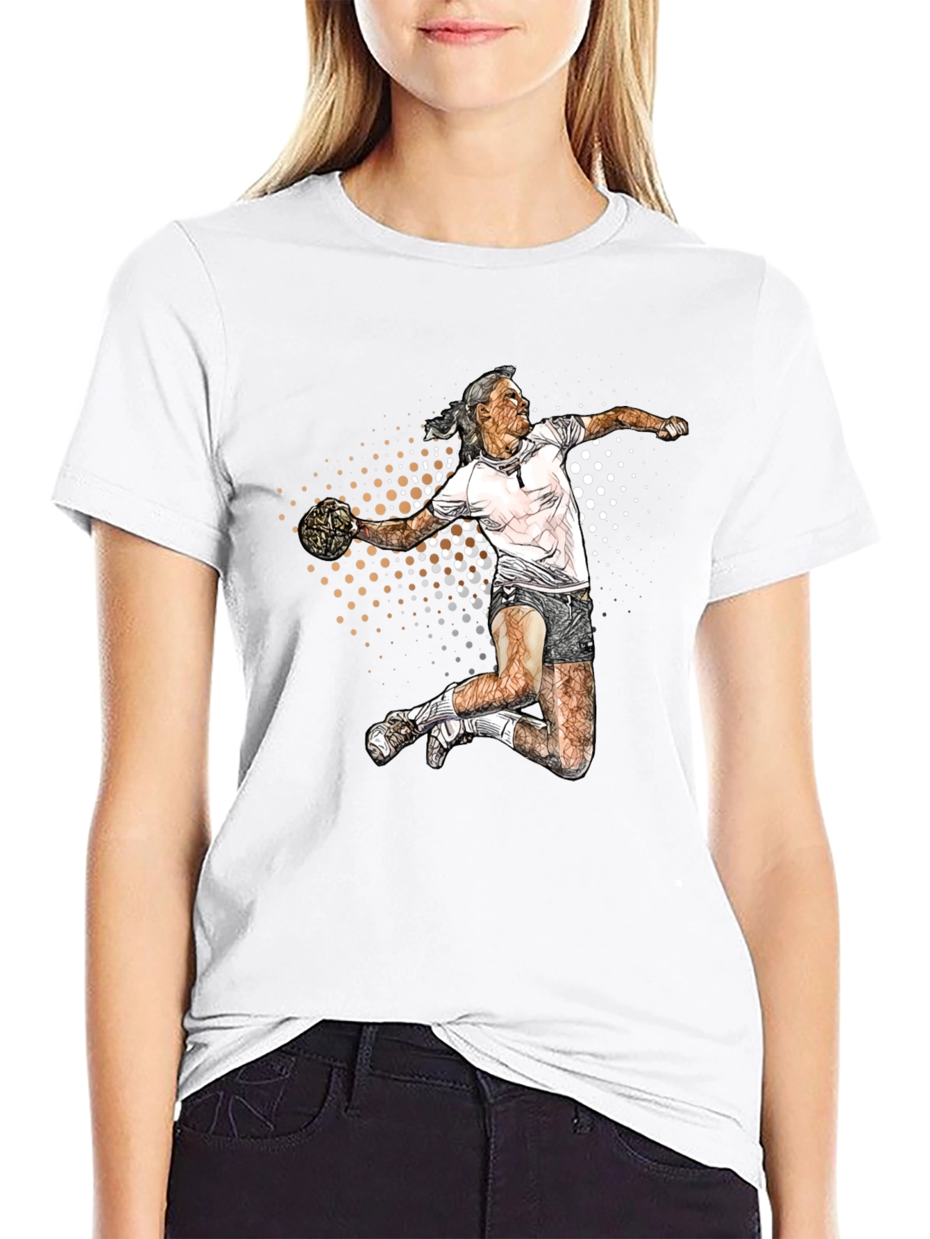 Handball Player Graphic T-Shirt - Sporty Design
