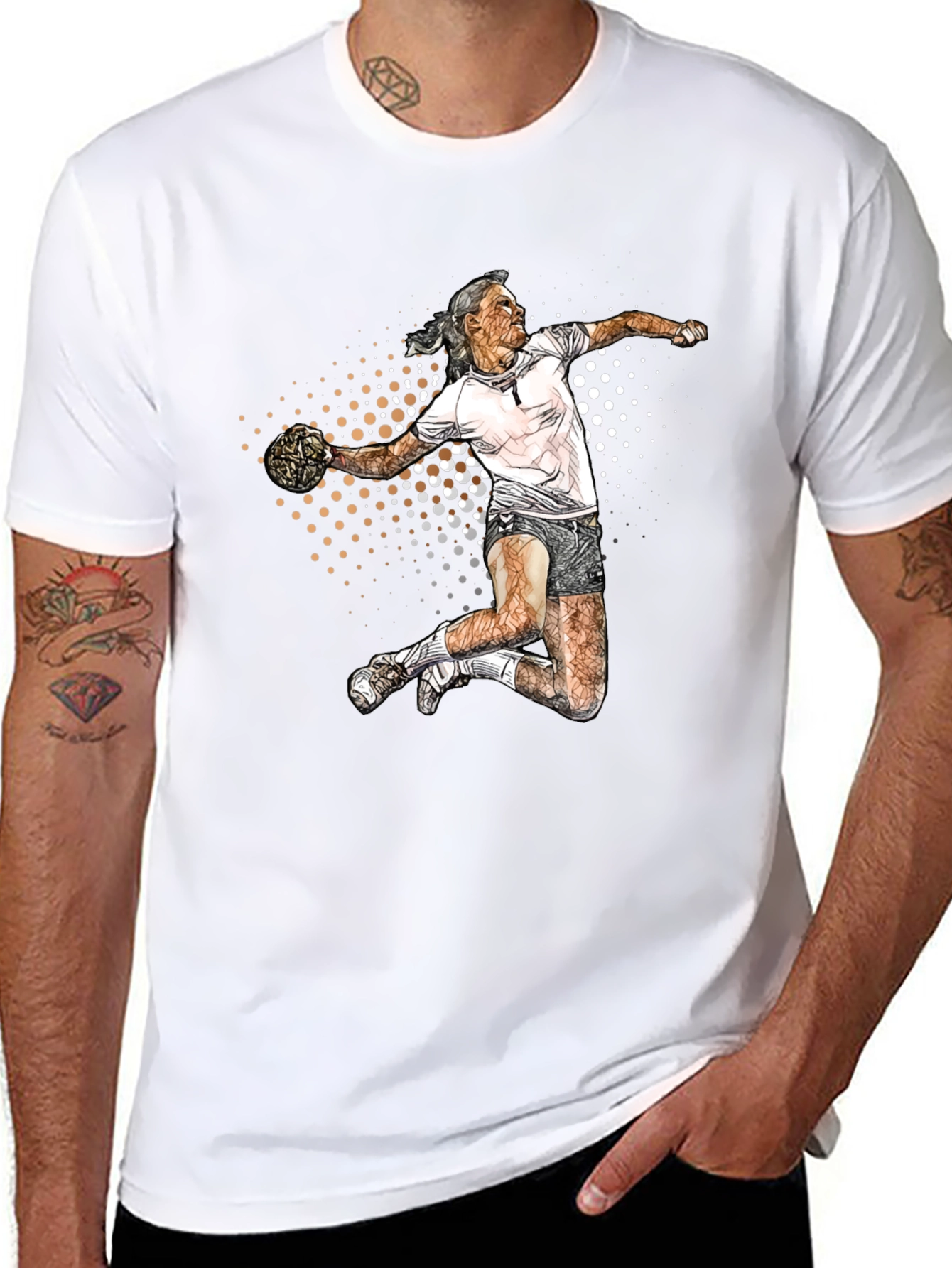 Handball Player Graphic T-Shirt - Sporty Design
