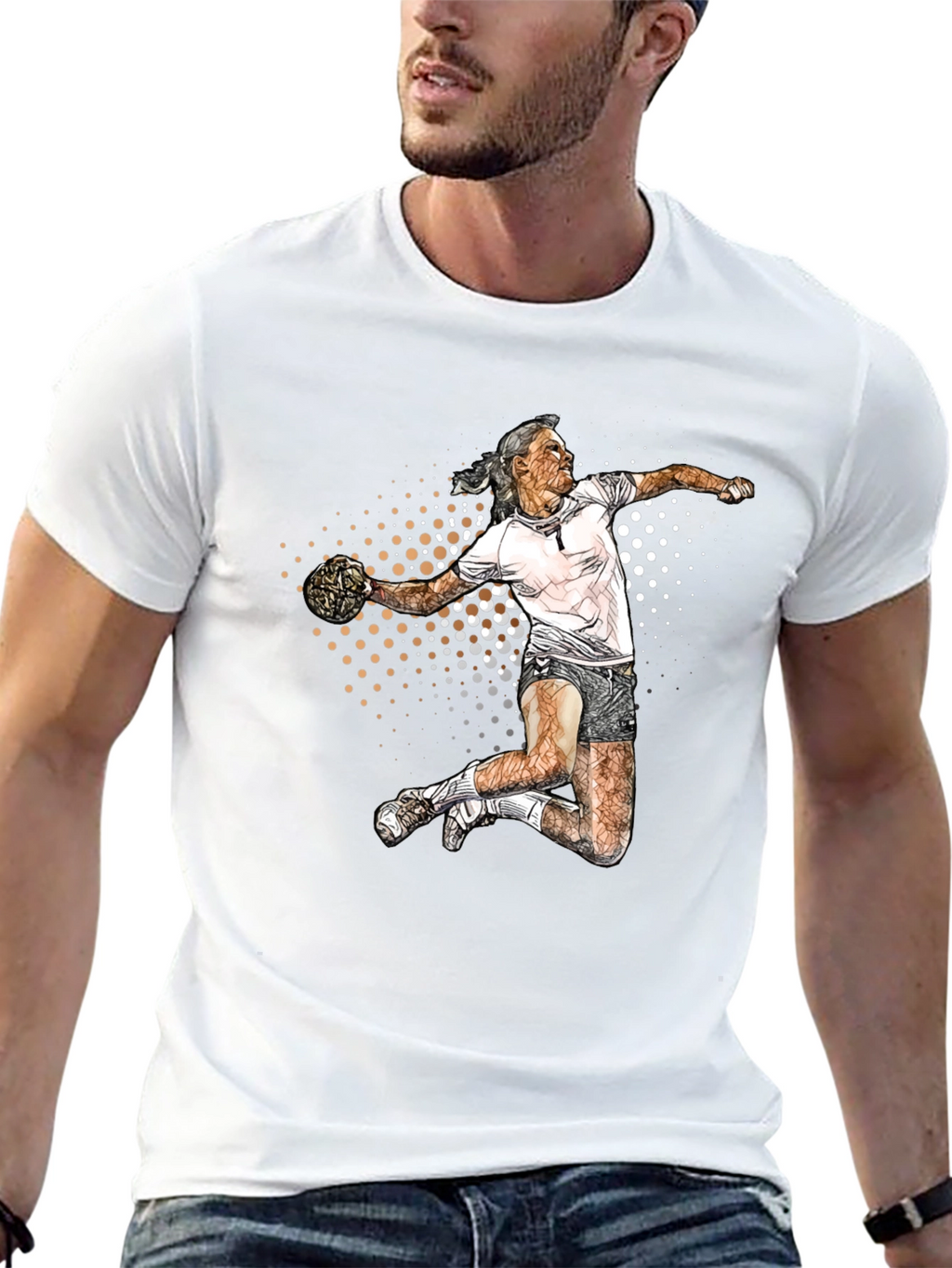 Handball Player Graphic T-Shirt - Sporty Design