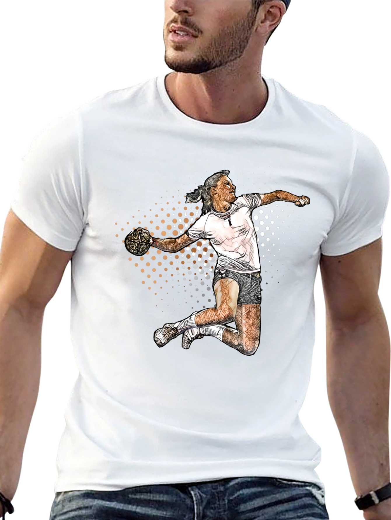Handball Player Graphic T-Shirt - Sporty Design