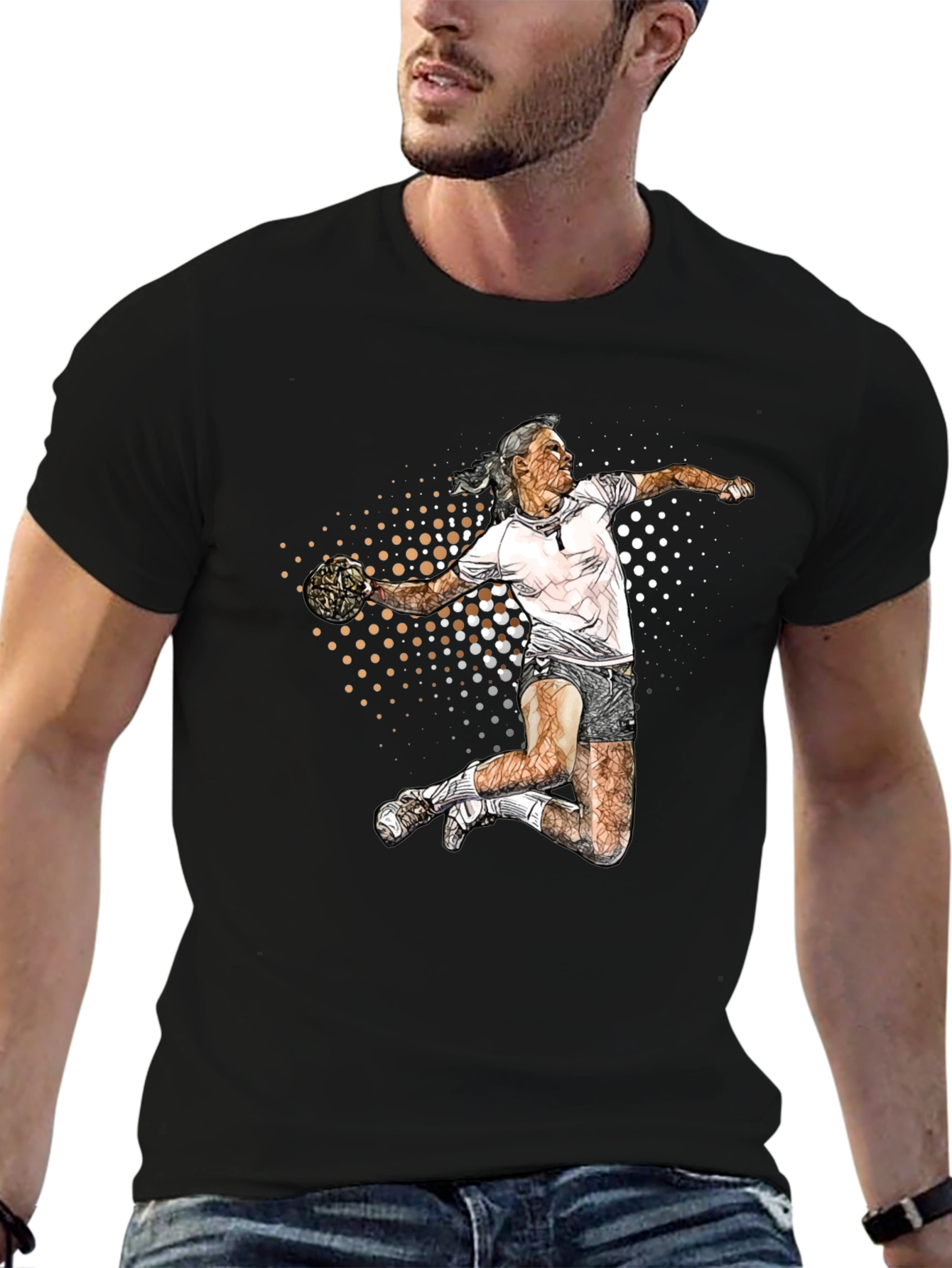 Handball Player Graphic T-Shirt - Sporty Design