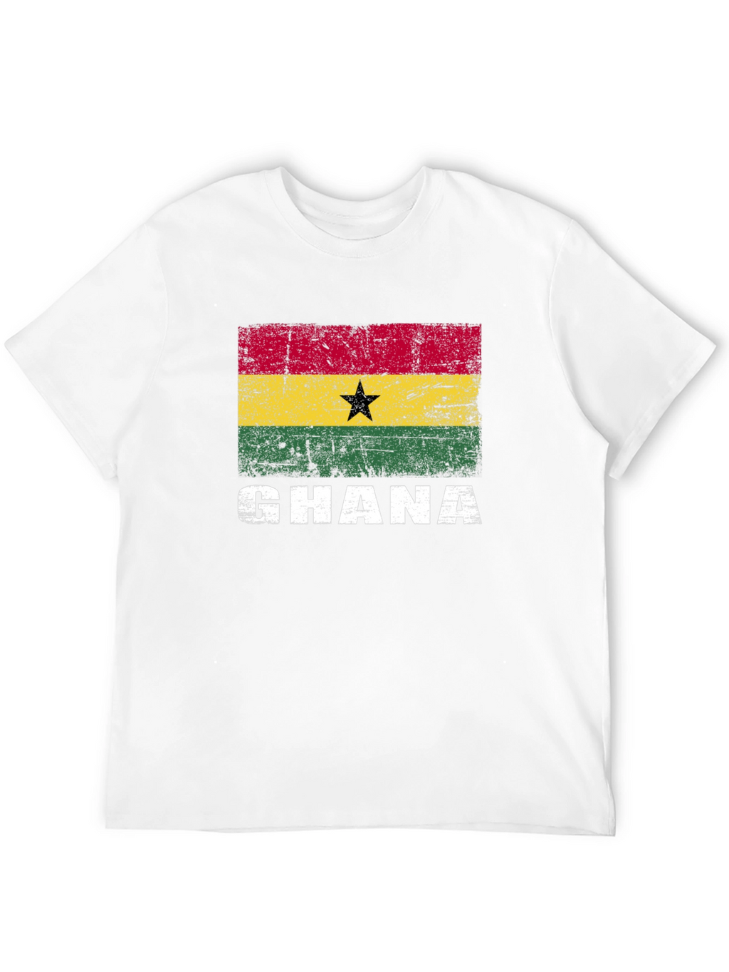Ghana Flag Graphic T-Shirt - Distressed Design