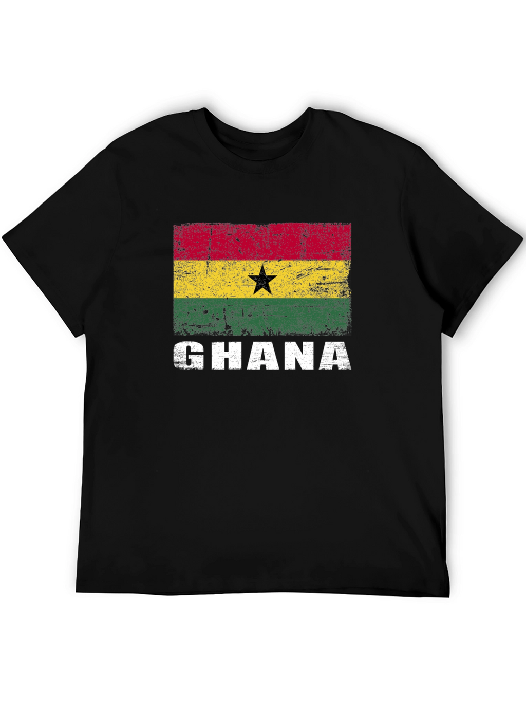 Ghana Flag Graphic T-Shirt - Distressed Design