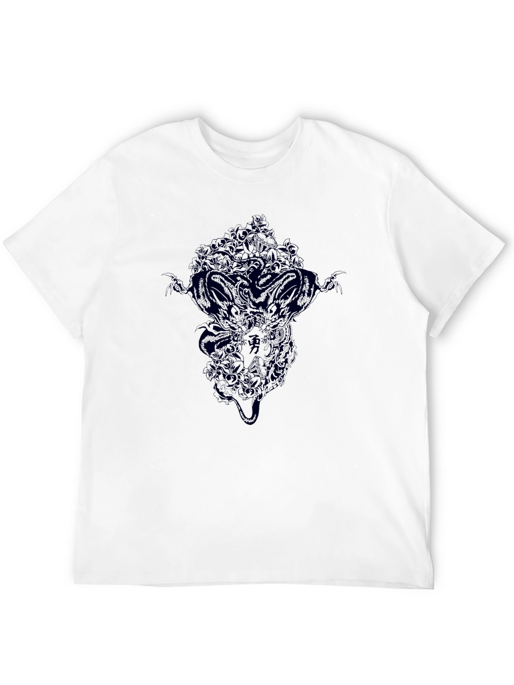 Mens Black Graphic Tee - Dragon Design