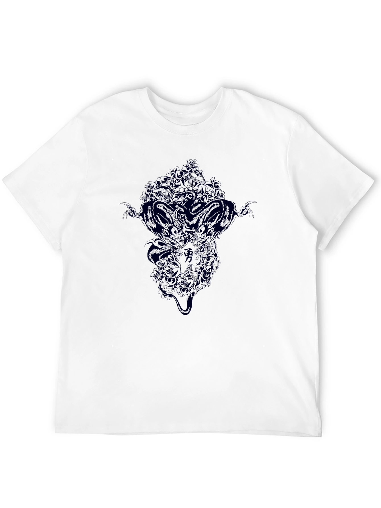 Mens Black Graphic Tee - Dragon Design