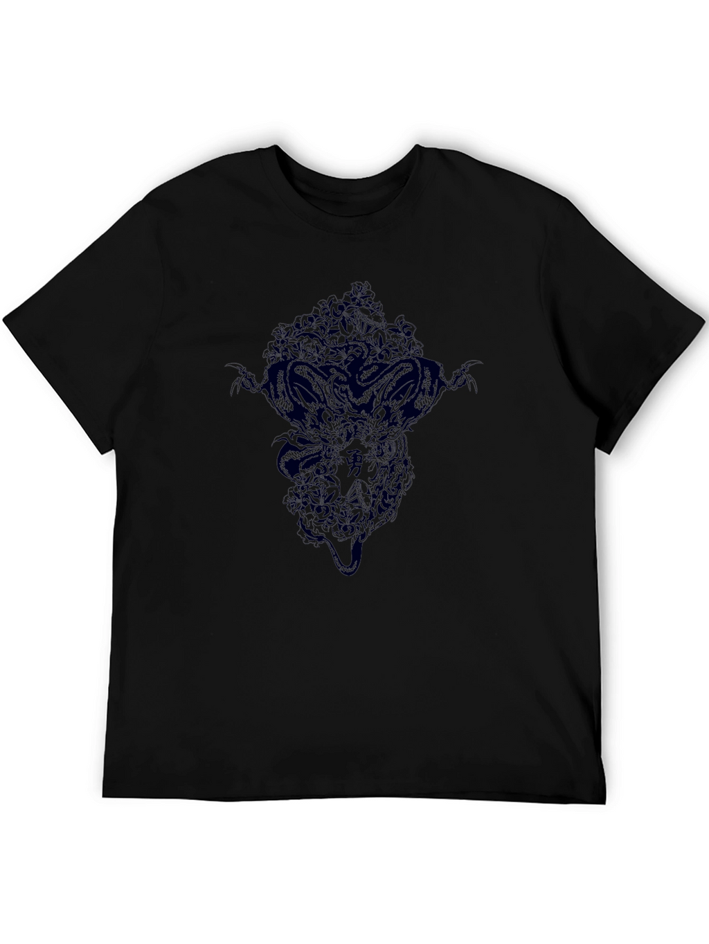 Mens Black Graphic Tee - Dragon Design