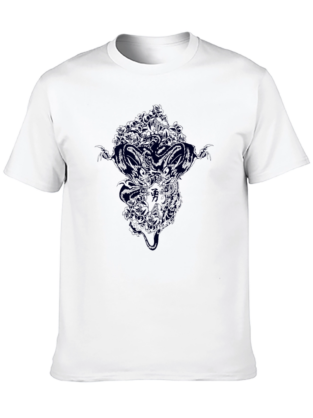 Mens Black Graphic Tee - Dragon Design