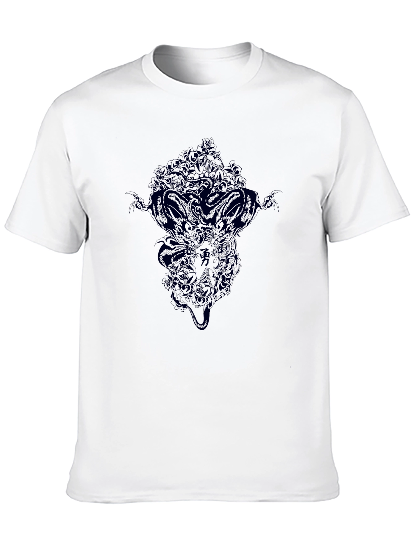 Mens Black Graphic Tee - Dragon Design