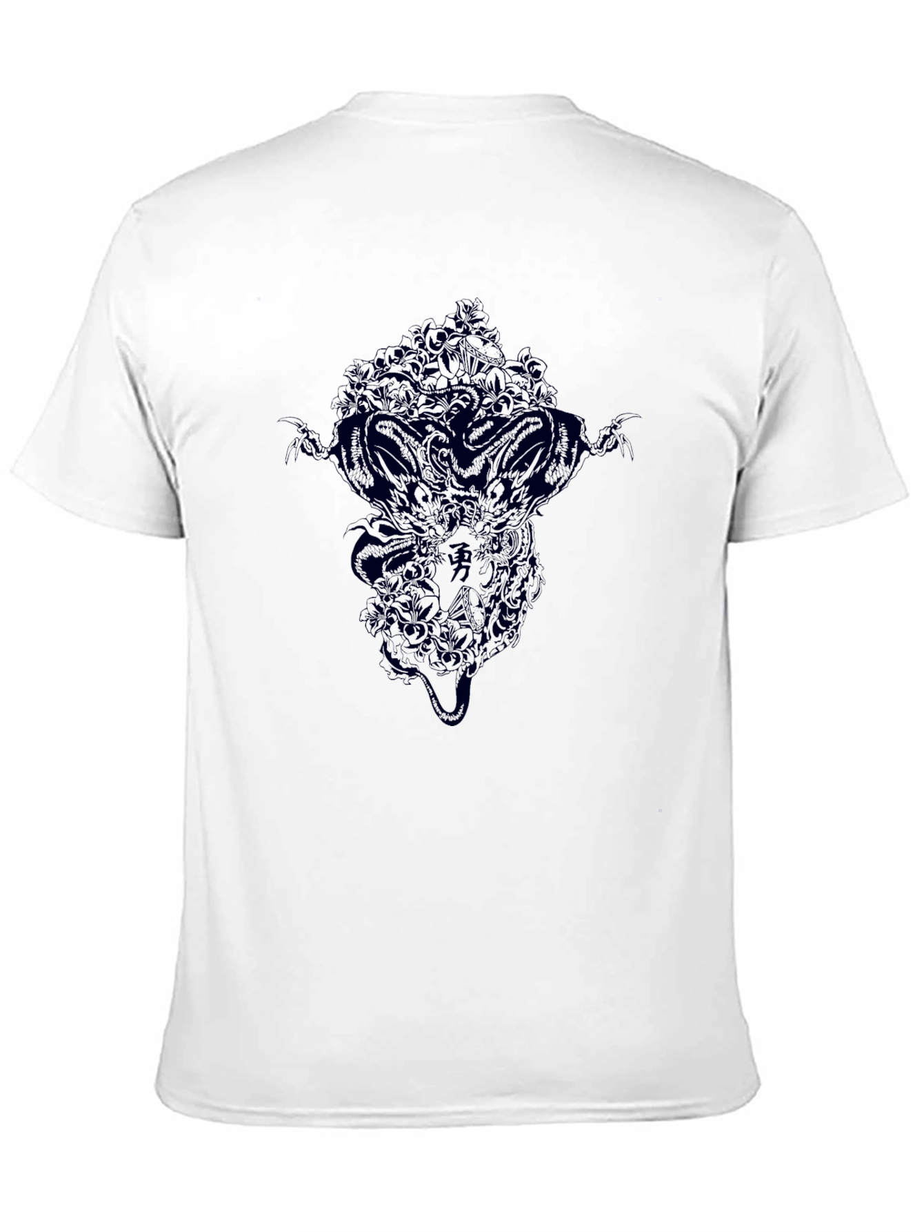 Mens Black Graphic Tee - Dragon Design