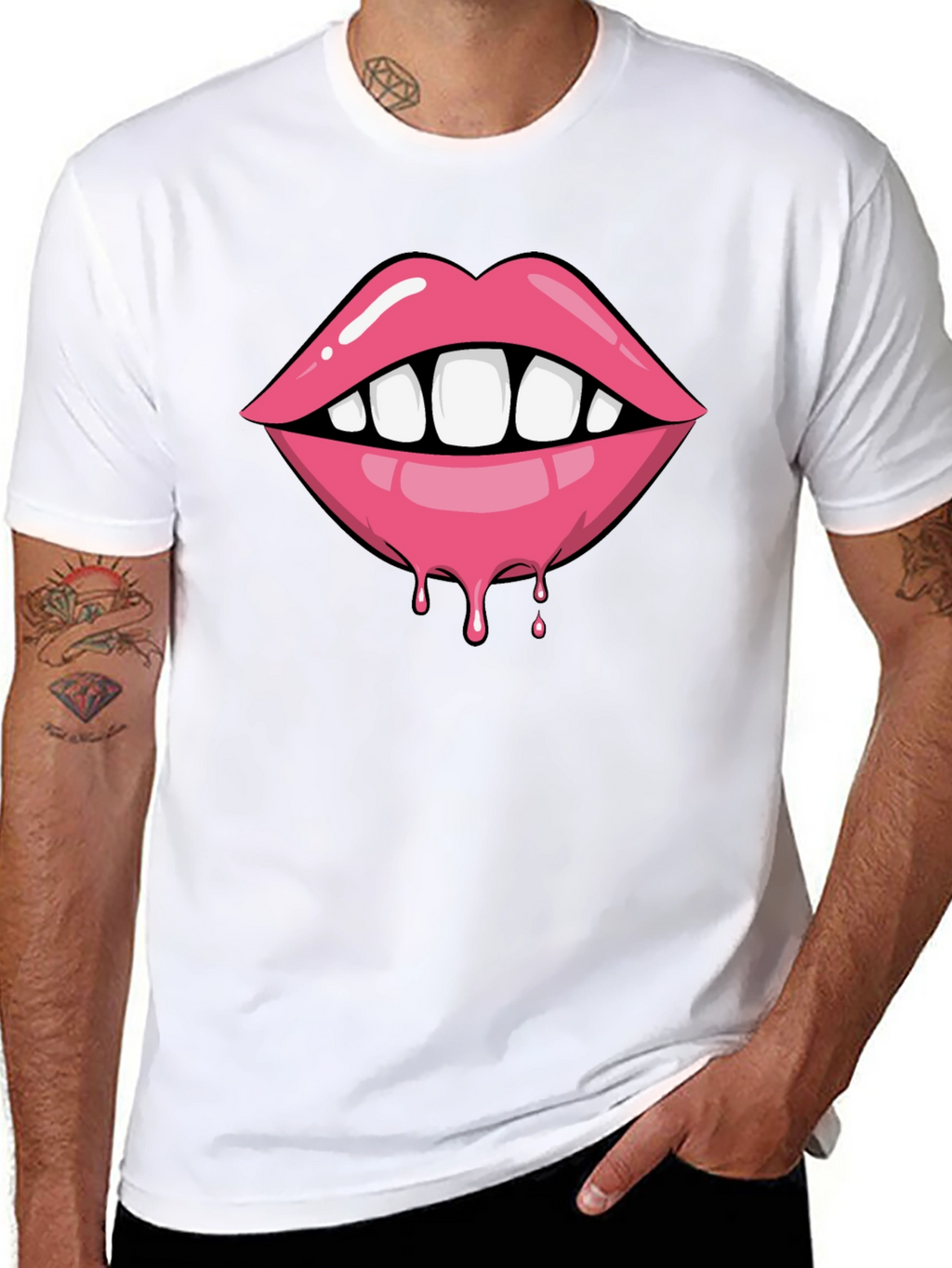 Lips Dripping Graphic Tee - Unisex Black T-Shirt
