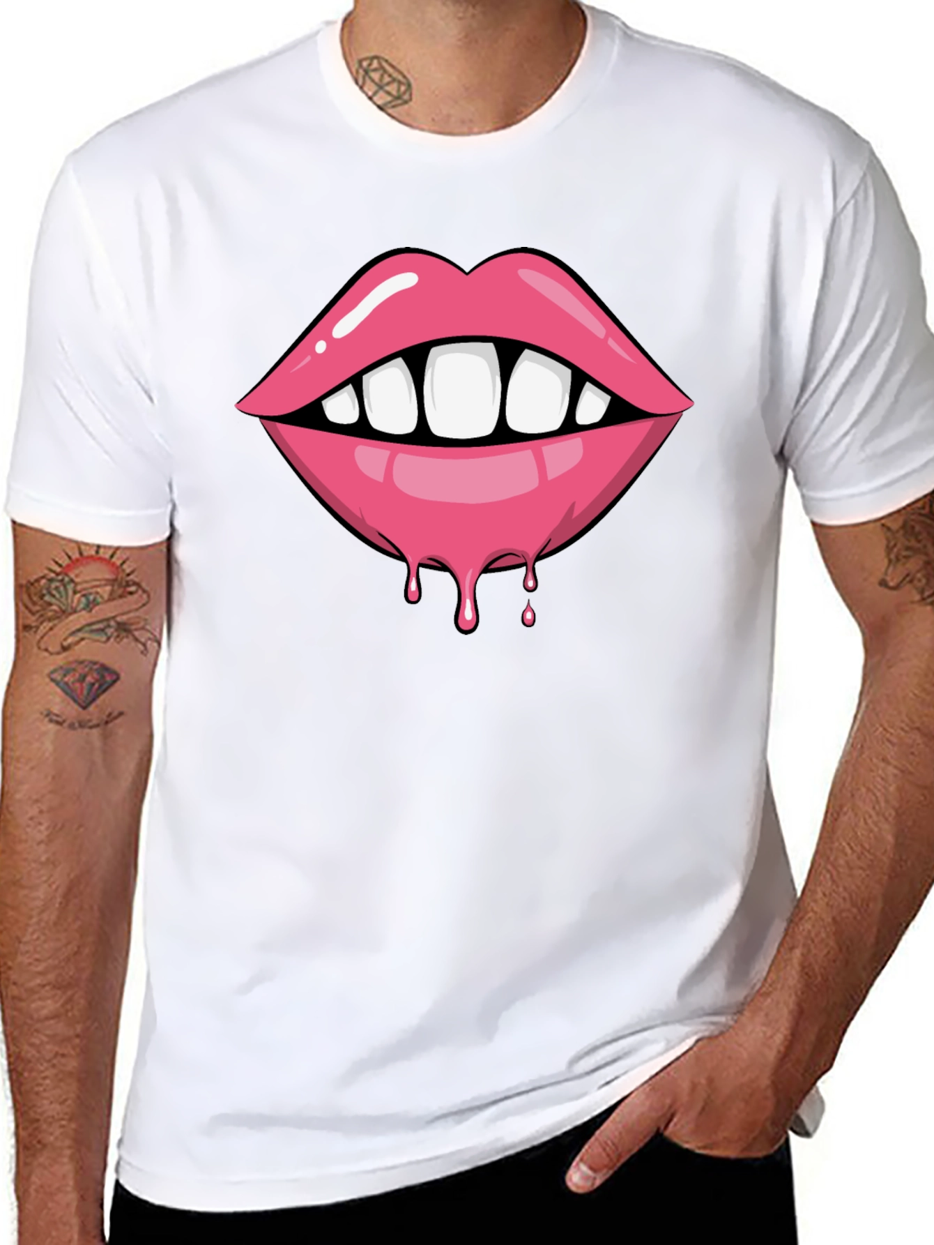 Lips Dripping Graphic Tee - Unisex Black T-Shirt