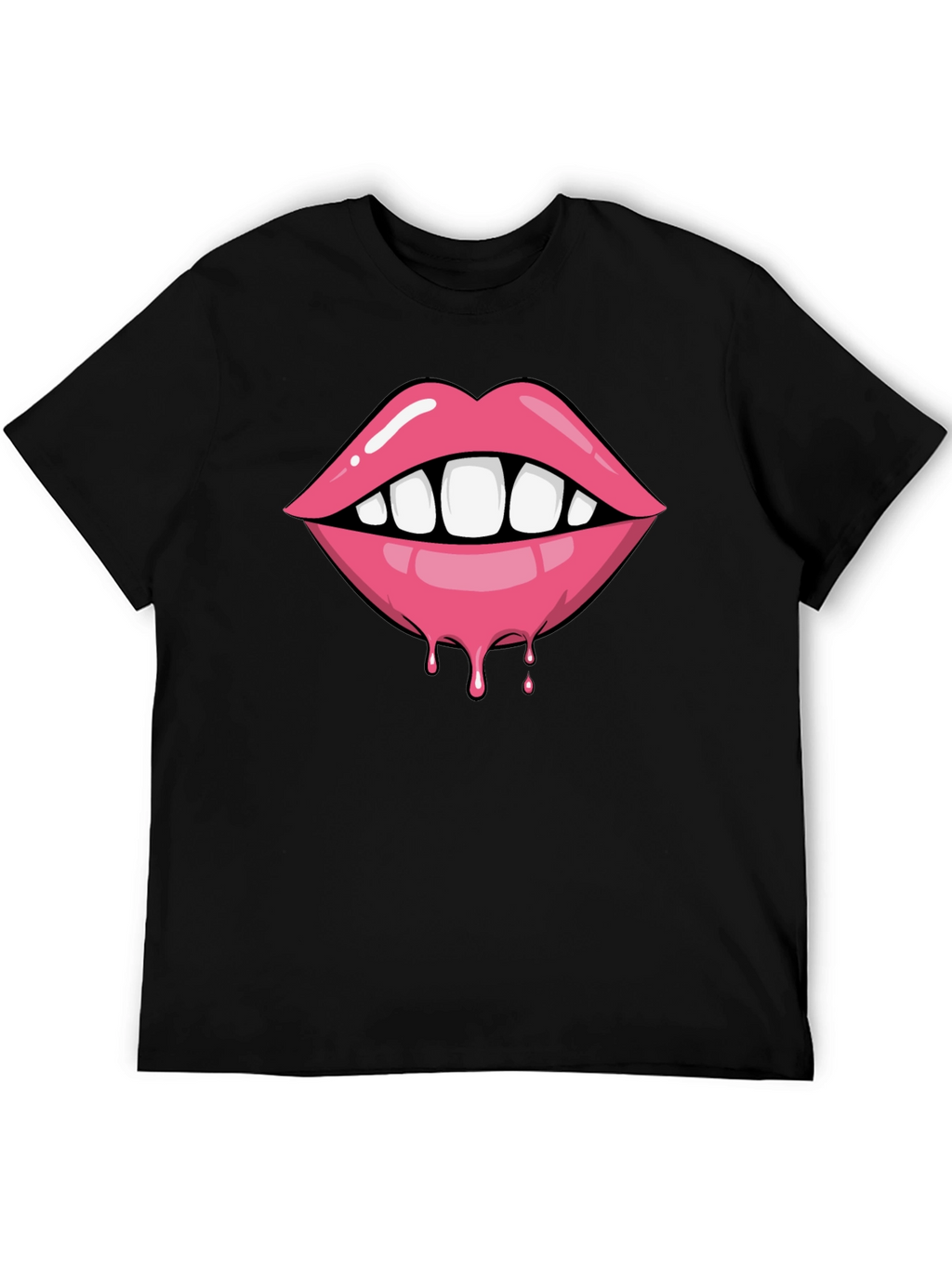 Lips Dripping Graphic Tee - Unisex Black T-Shirt