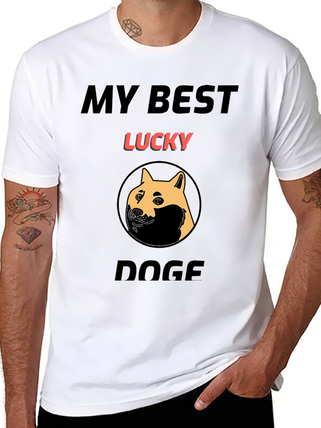 My Best Lucky Doge T-Shirt - Black