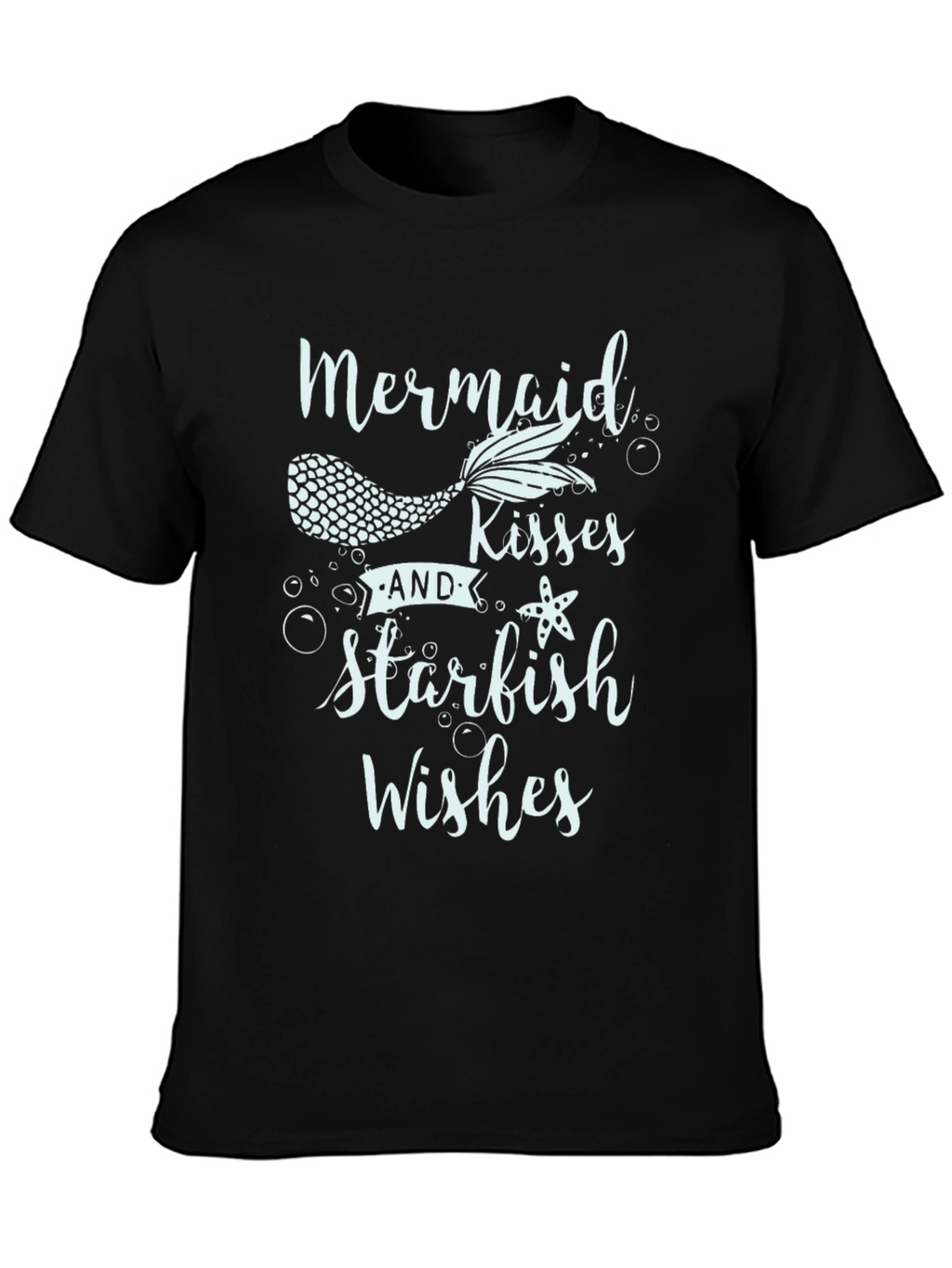 Mermaid Kisses Starfish Wishes Black T-Shirt