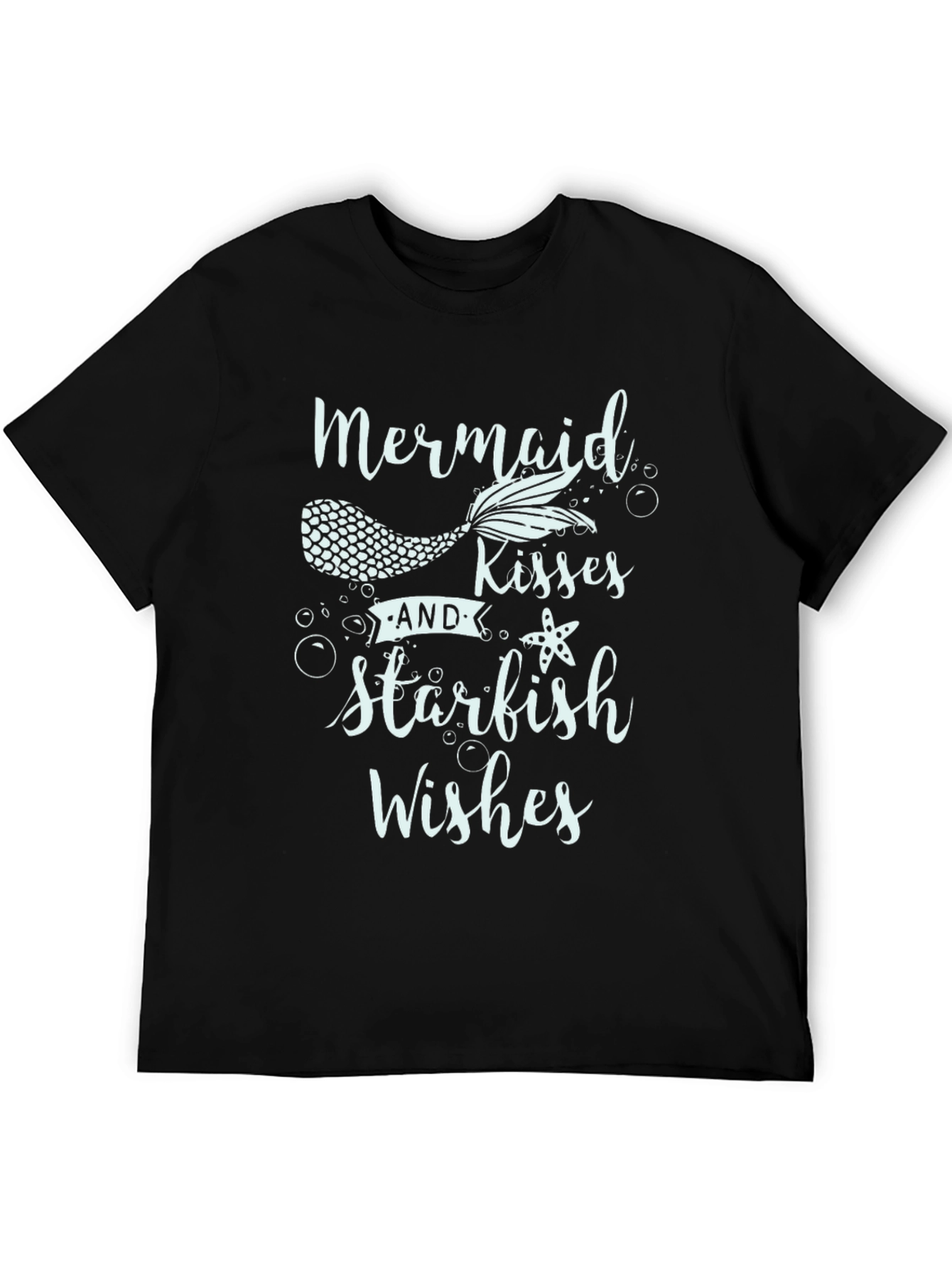 Mermaid Kisses Starfish Wishes Black T-Shirt