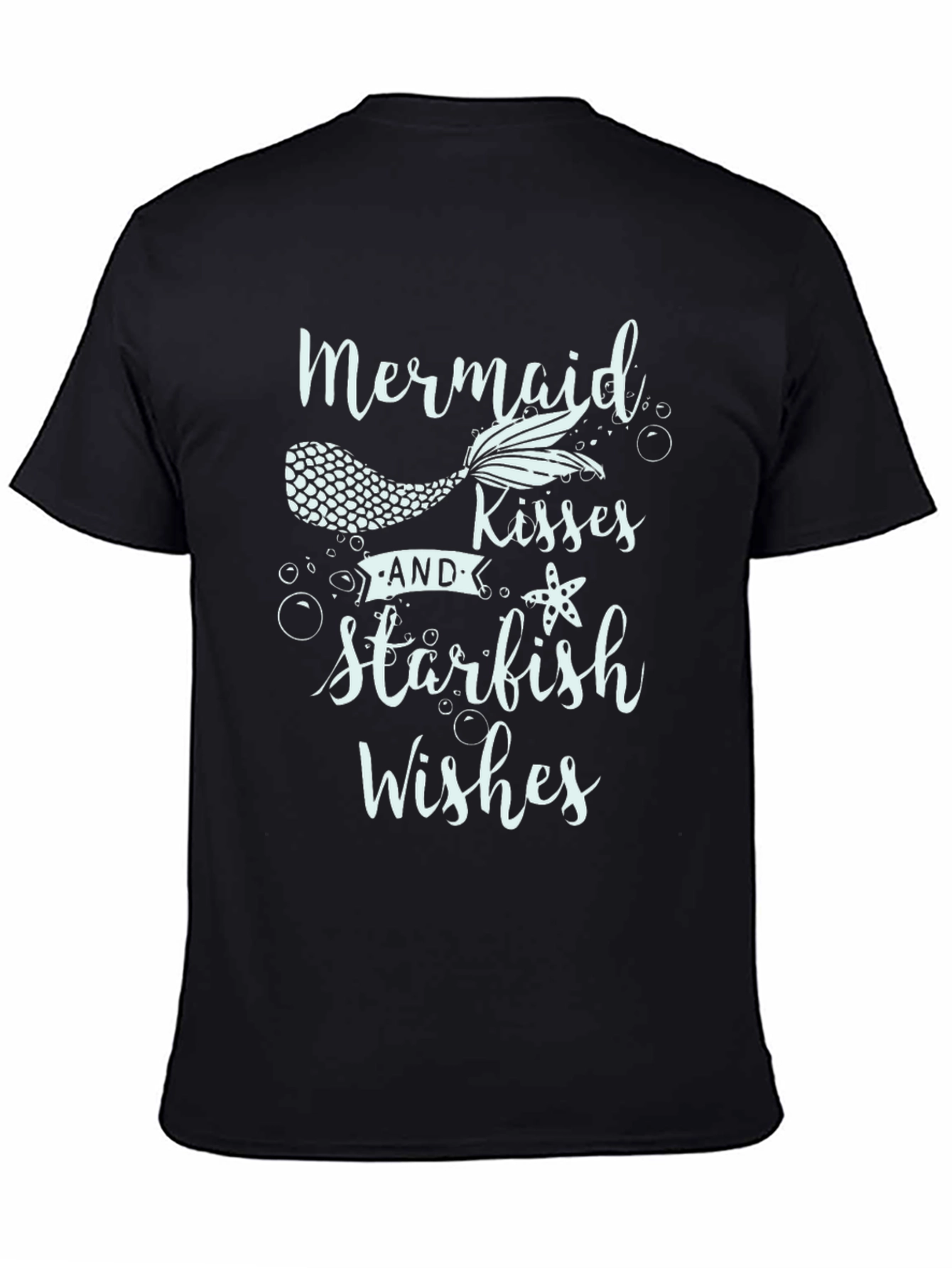 Mermaid Kisses Starfish Wishes Black T-Shirt