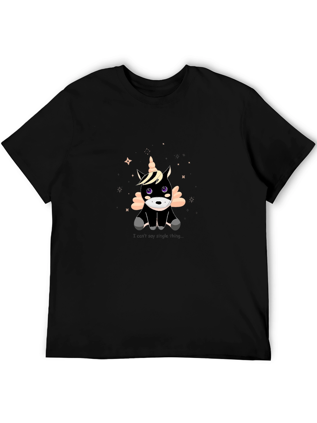 Cute Unicorn Graphic Black T-Shirt