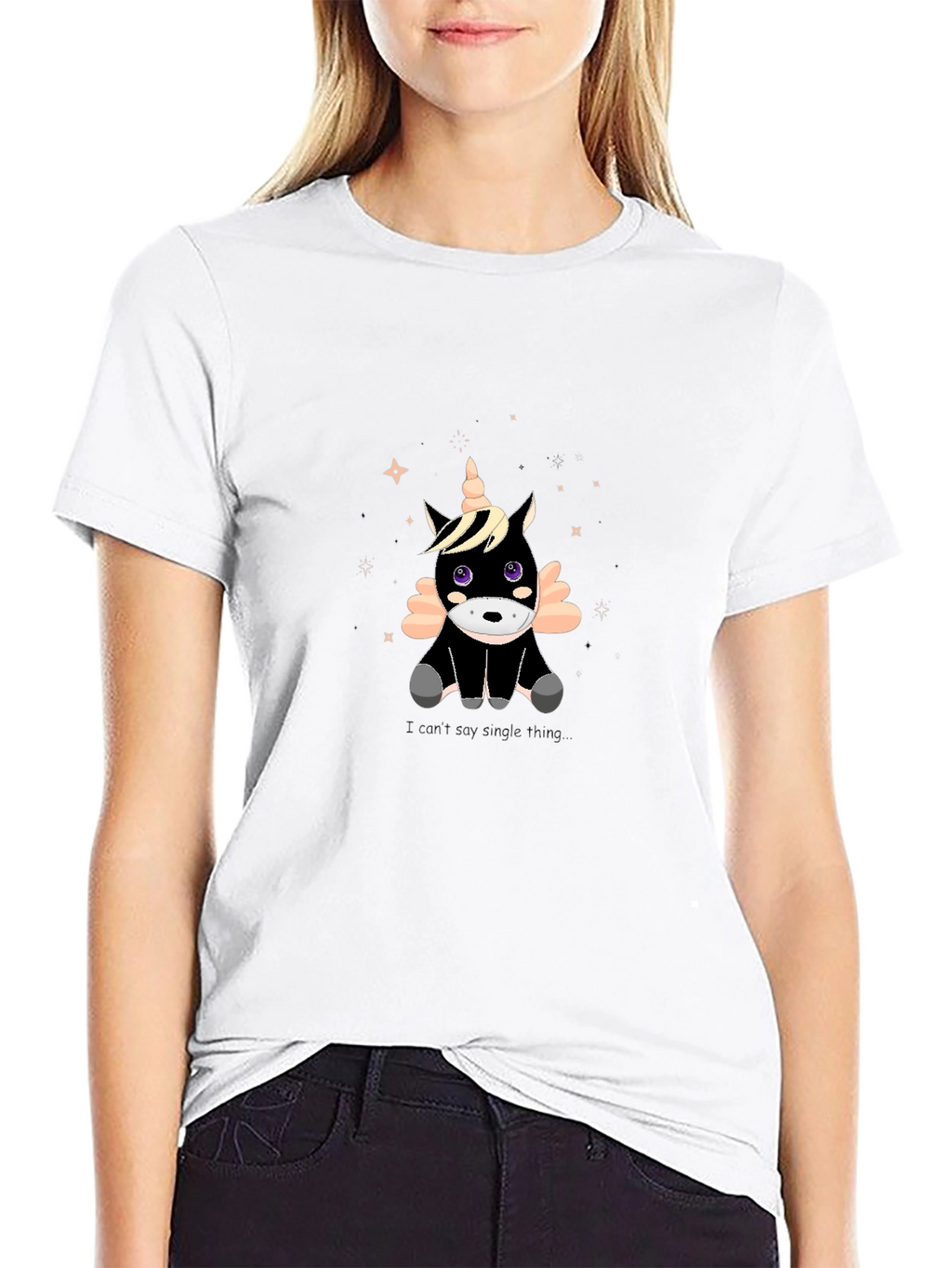 Cute Unicorn Graphic Black T-Shirt