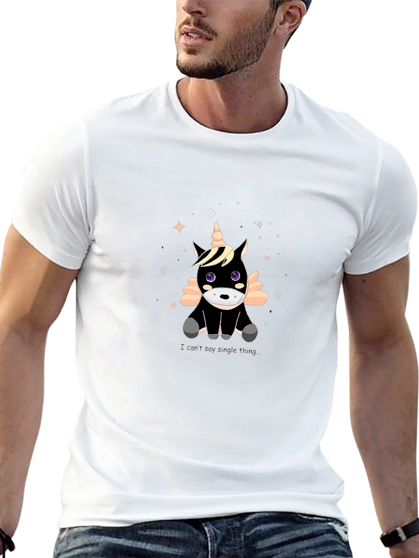 Cute Unicorn Graphic Black T-Shirt
