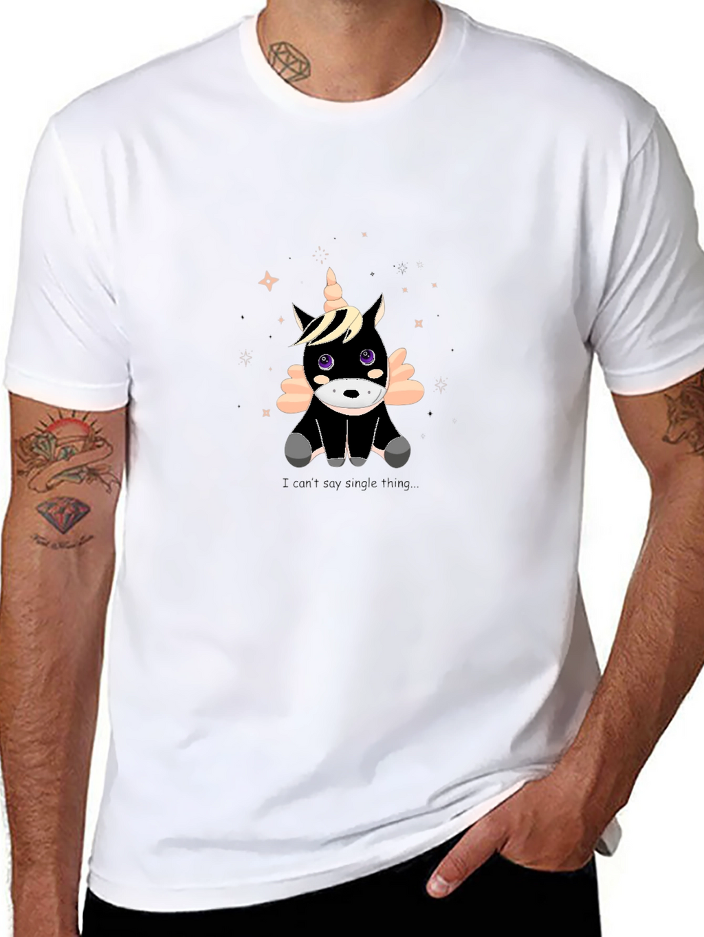 Cute Unicorn Graphic Black T-Shirt