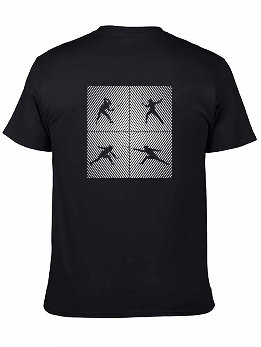 Fencing Silhouette Pattern Black Graphic Tee