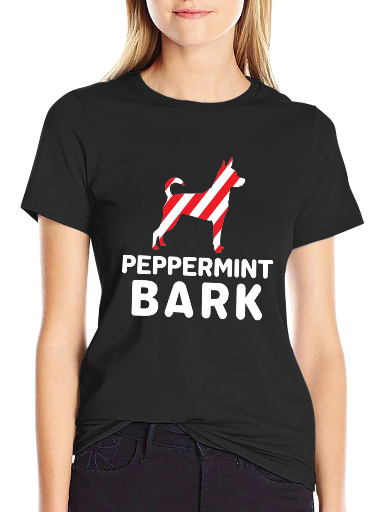 Peppermint Bark Dog Breed Striped Design T-Shirt
