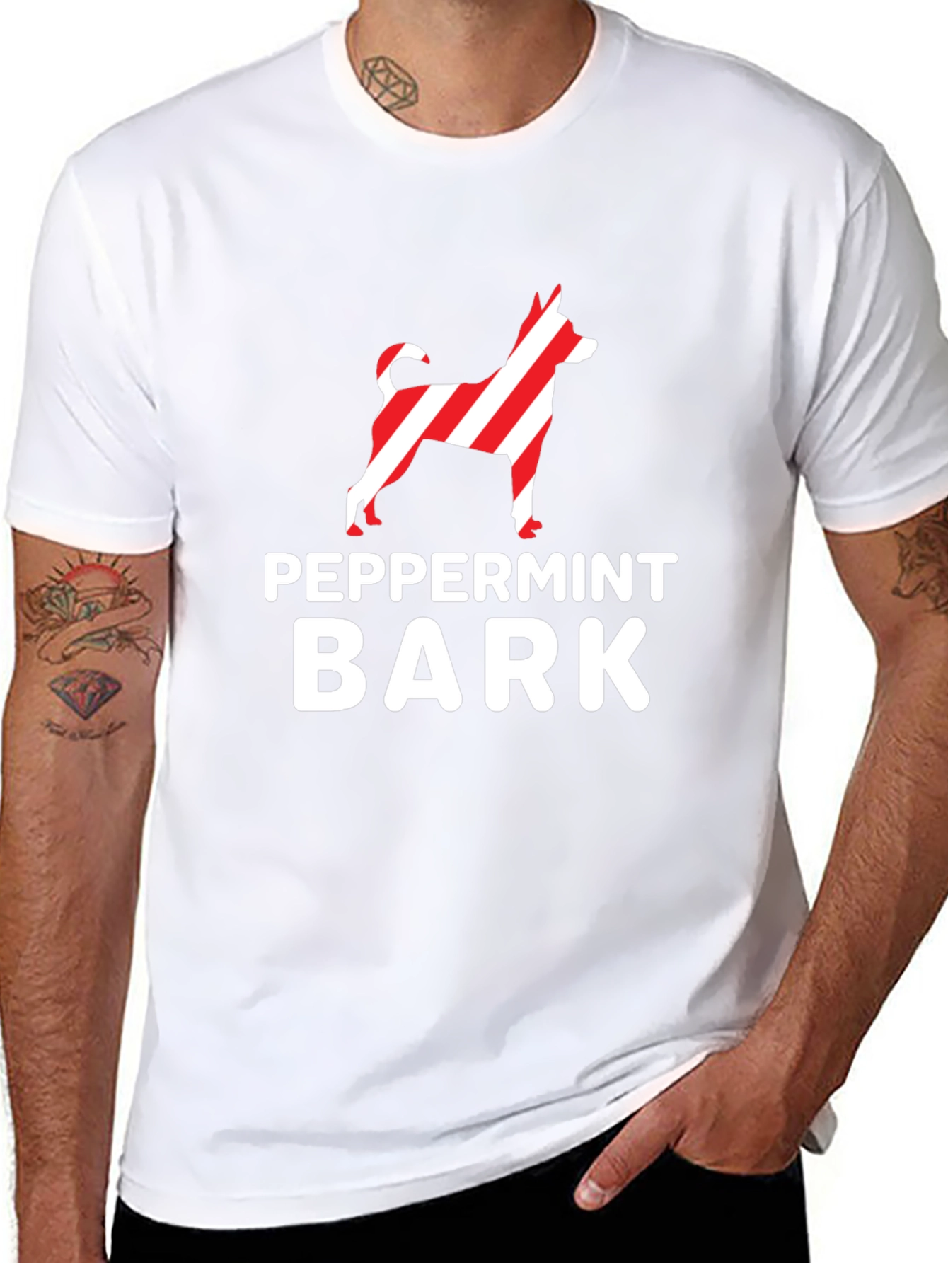 Peppermint Bark Dog Breed Striped Design T-Shirt