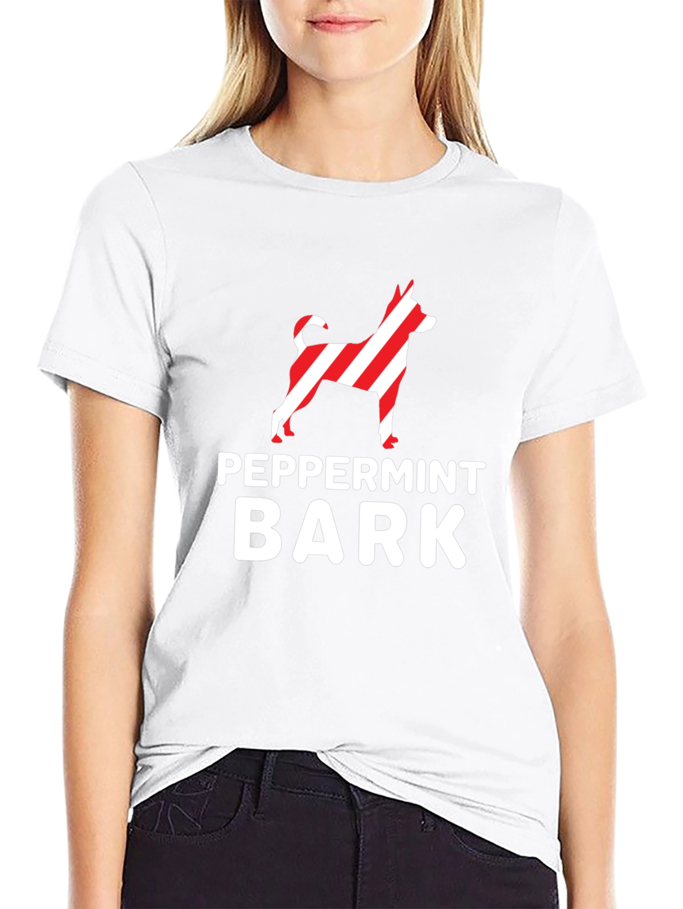 Peppermint Bark Dog Breed Striped Design T-Shirt