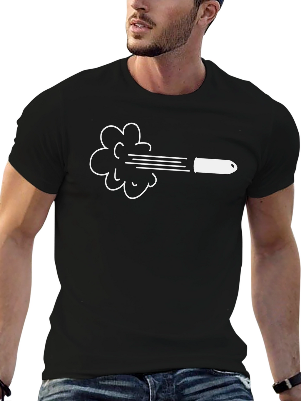 Black T-Shirt with Bullet Graphic