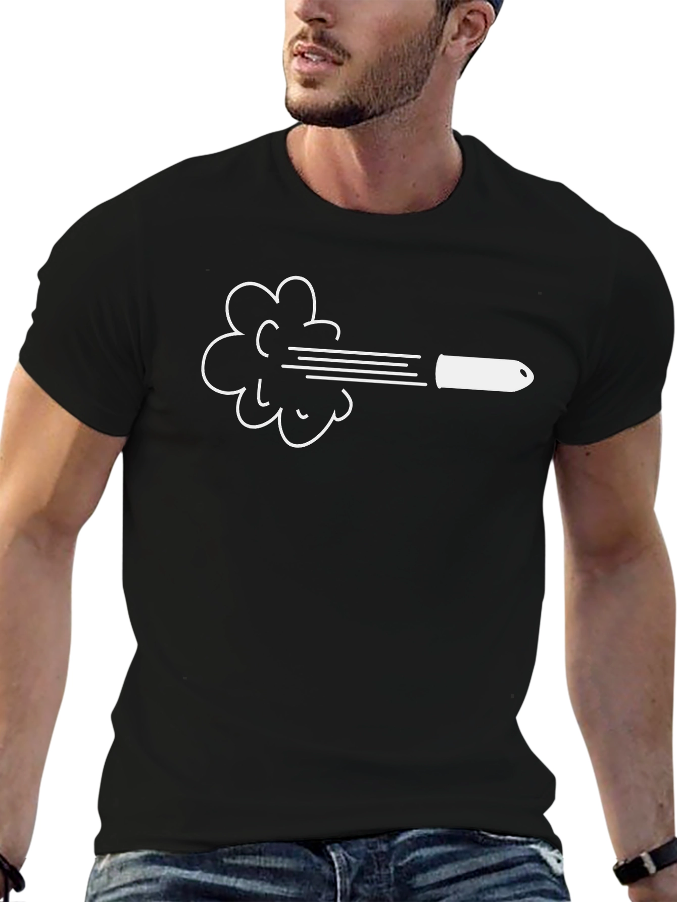 Black T-Shirt with Bullet Graphic