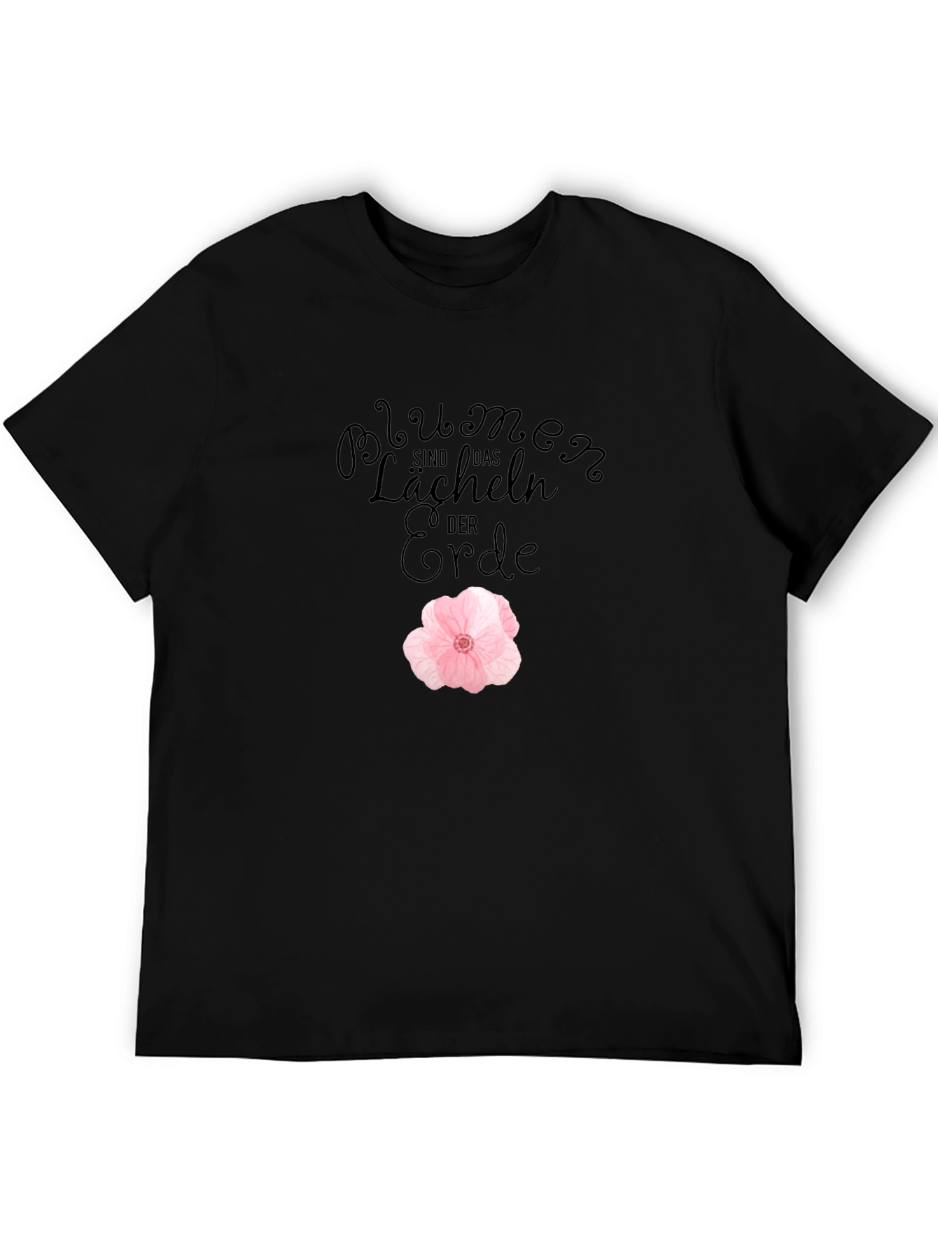 Black T-Shirt with Floral Design