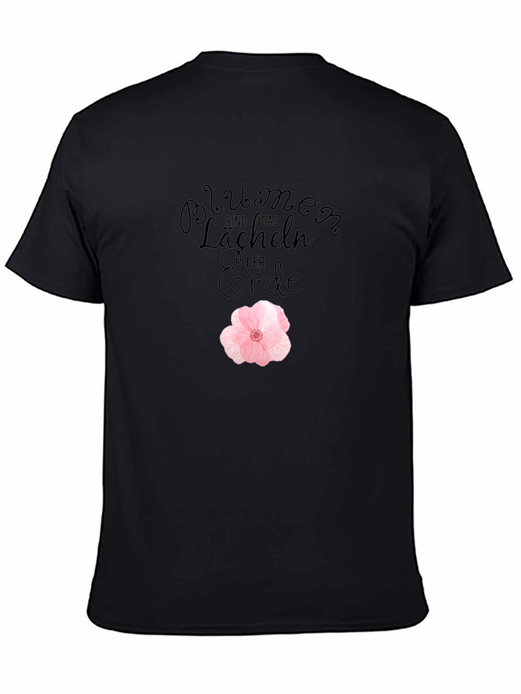 Black T-Shirt with Floral Design