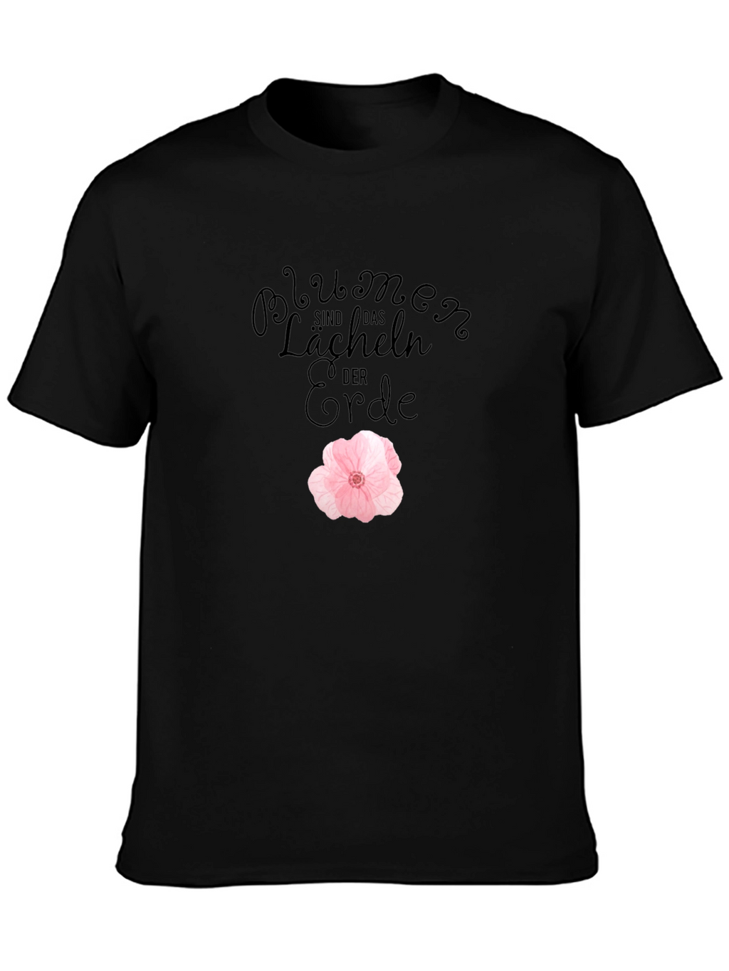 Black T-Shirt with Floral Design
