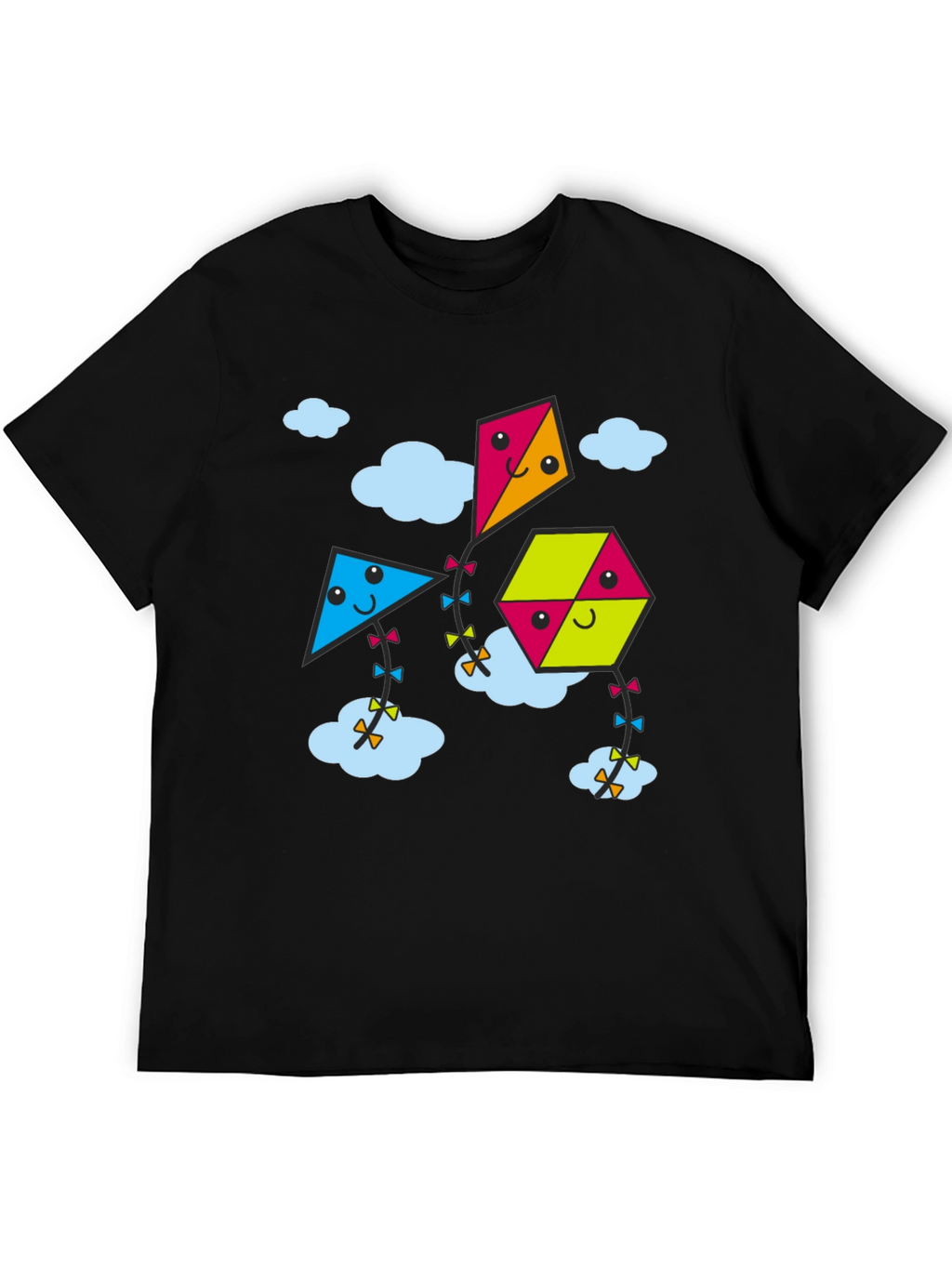 Kite Cartoon Graphic Black Tee Shirt