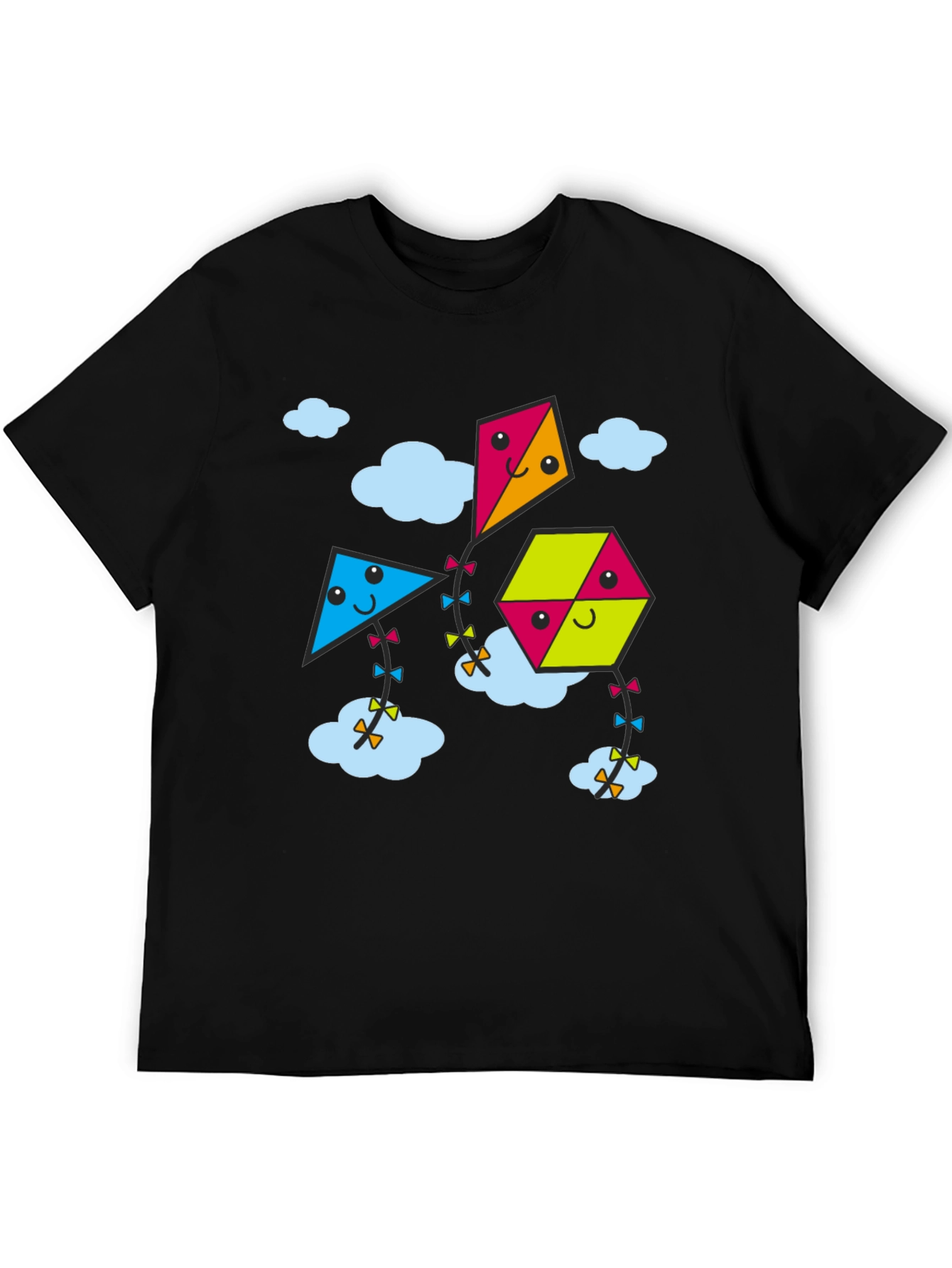 Kite Cartoon Graphic Black Tee Shirt