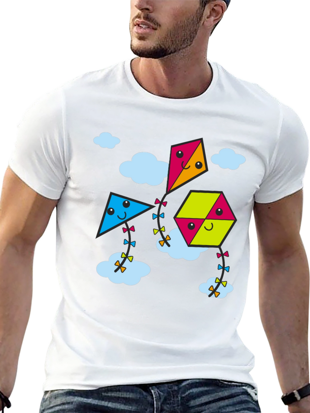 Kite Cartoon Graphic Black Tee Shirt