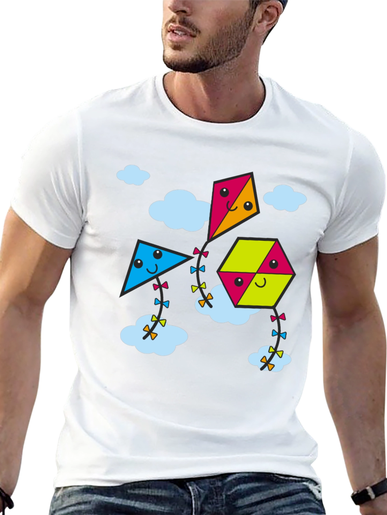 Kite Cartoon Graphic Black Tee Shirt