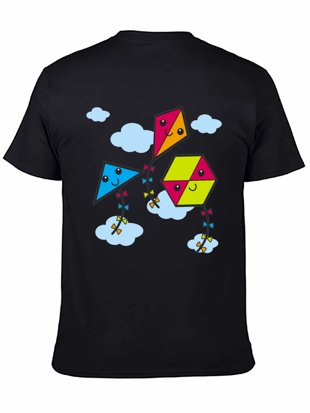 Kite Cartoon Graphic Black Tee Shirt