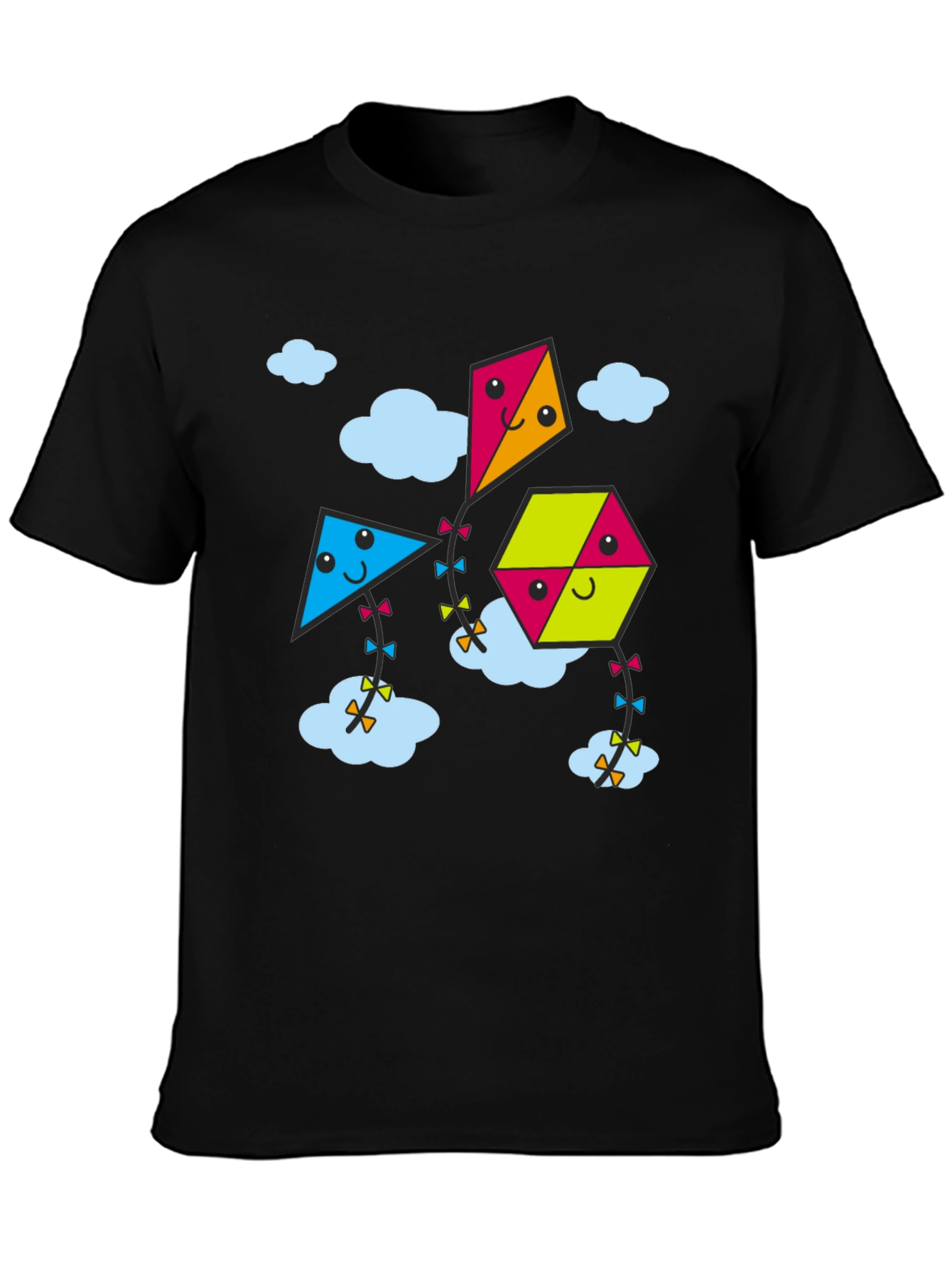 Kite Cartoon Graphic Black Tee Shirt