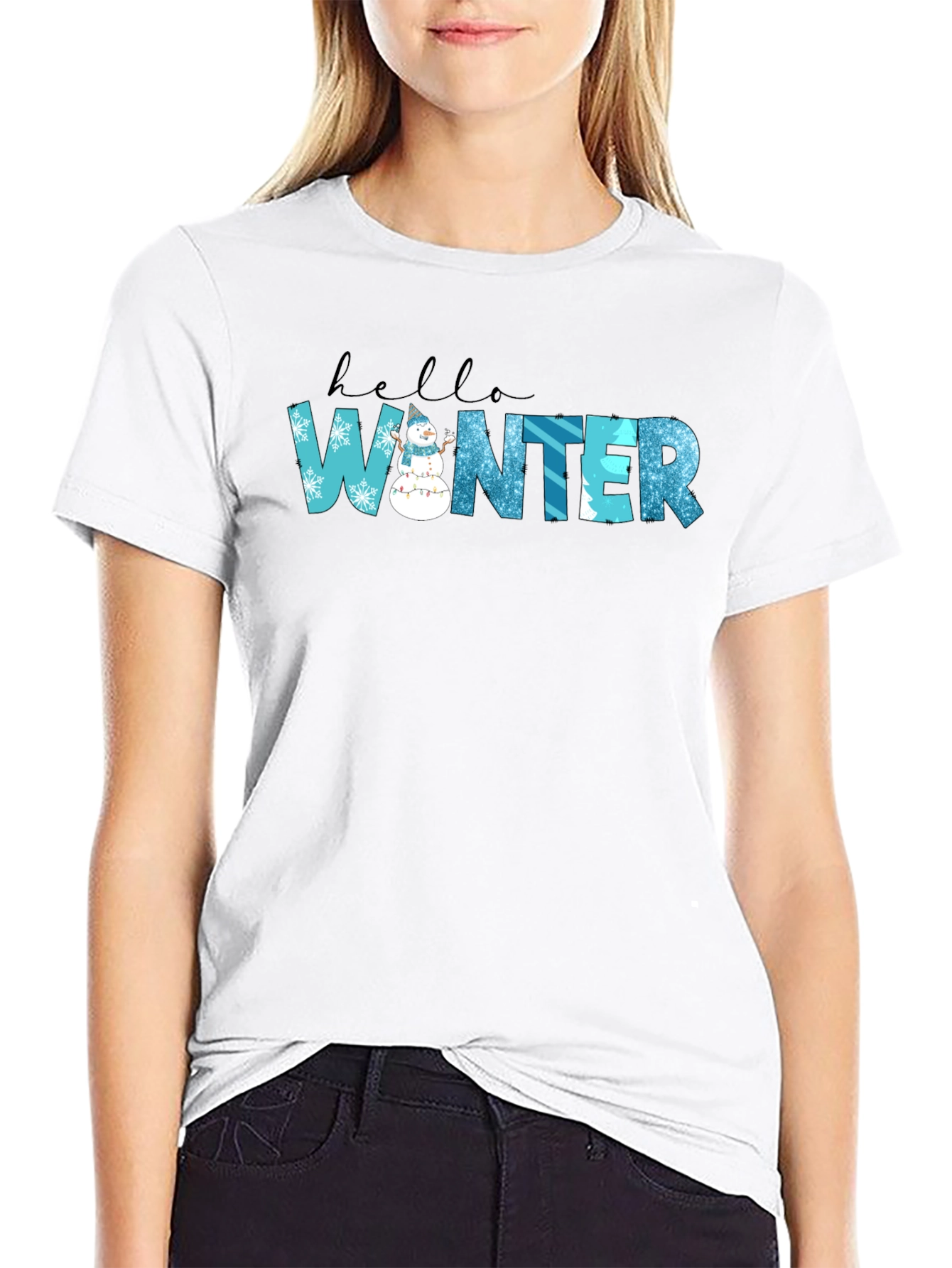 Hello Winter Black Graphic Tee